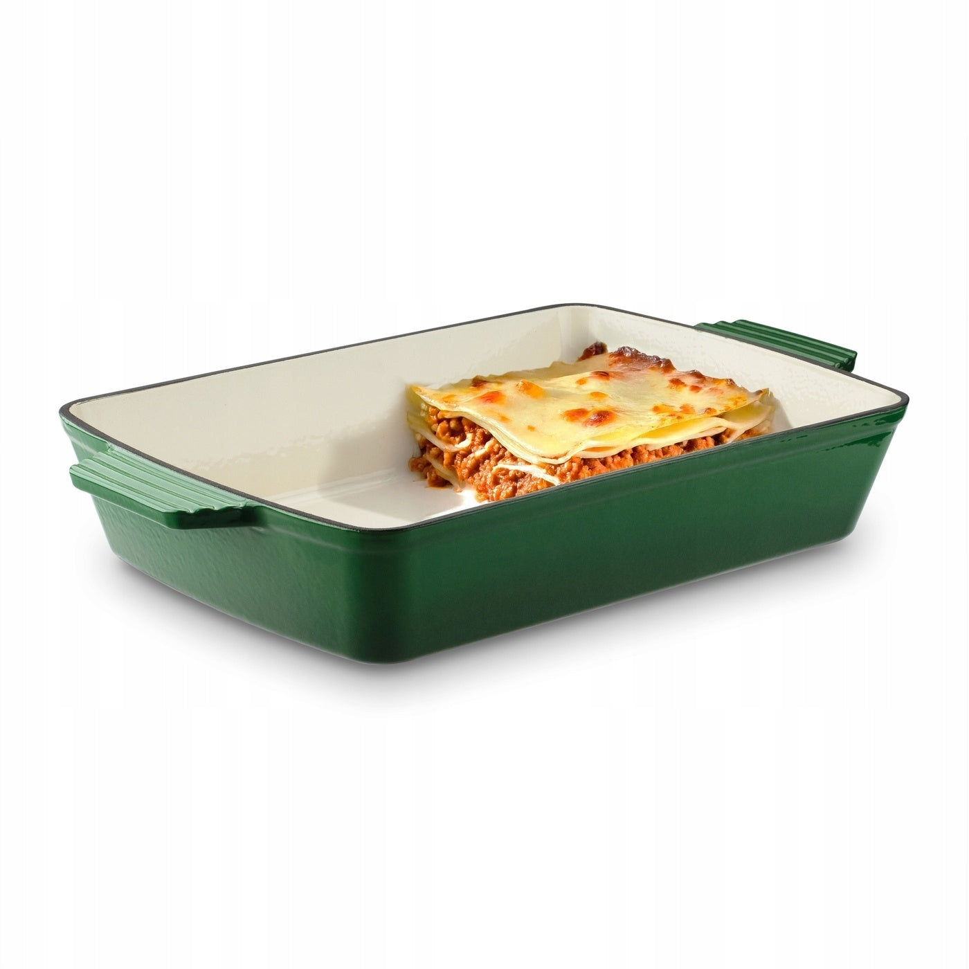 CAST IRON PAN Enameled for BAKING Green Konighoffer 39x23x7 cm