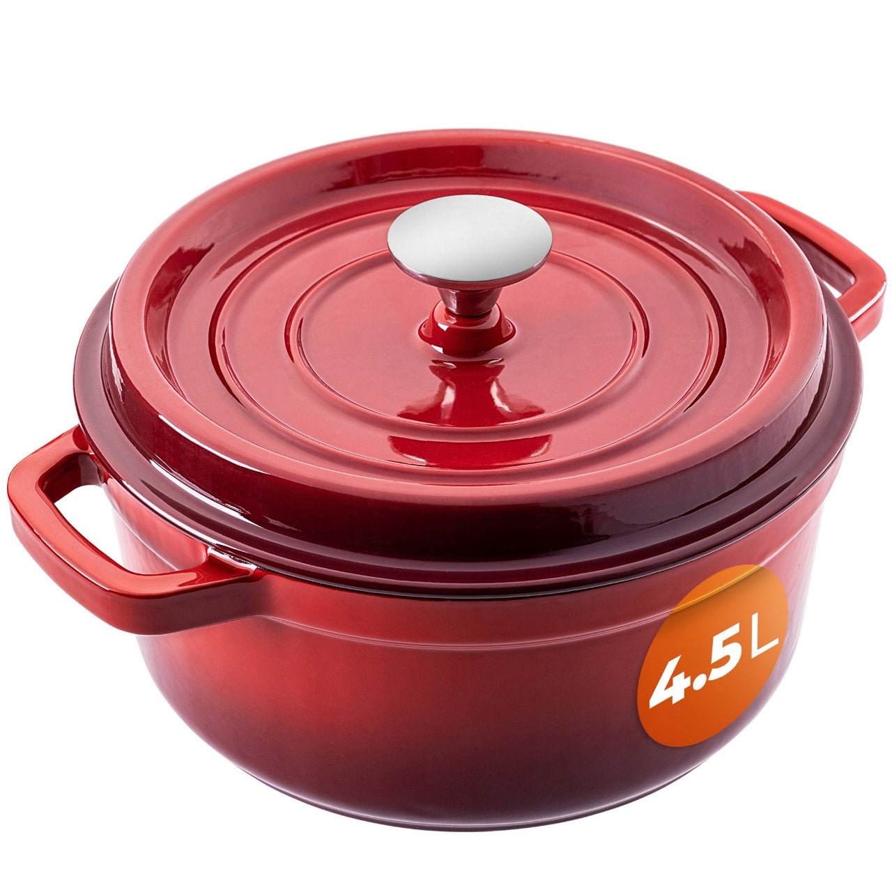 CAST IRON POT 4,5 L ENAMELLED WITH LID INDUCTION GAS OVEN LARGE 23 cm