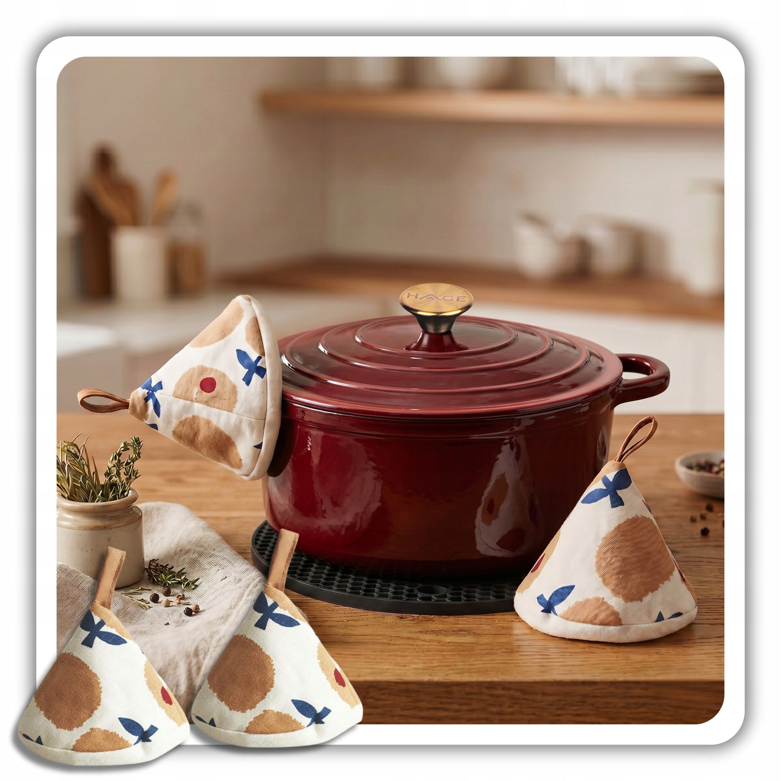 CAST IRON POT 5L ENAMELLED CHERRY LID GAS INDUCTION OVEN 26CM Packaging status original