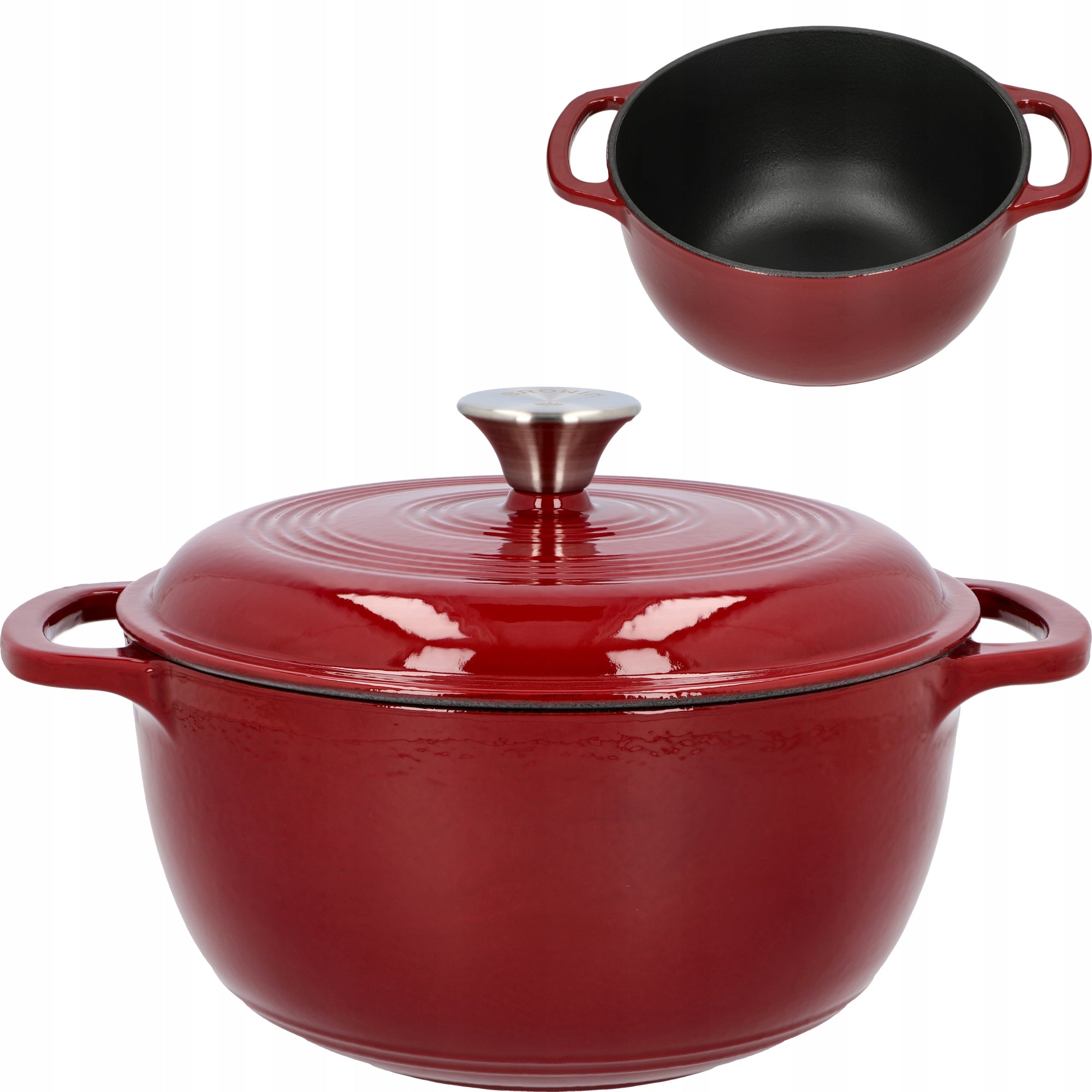 CAST IRON Pot 4 L ENAMELLED Boiler BURGUND 24 cm Induction Gas Oven