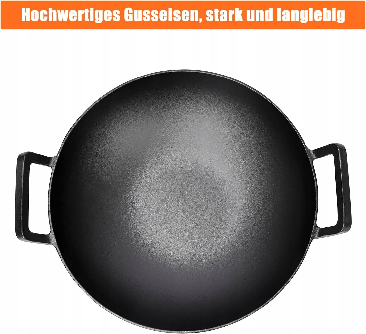 CAST IRON WOK Ø 36 CM FOR GAS GRILL FIRE INDUCTION Diameter 10 cm
