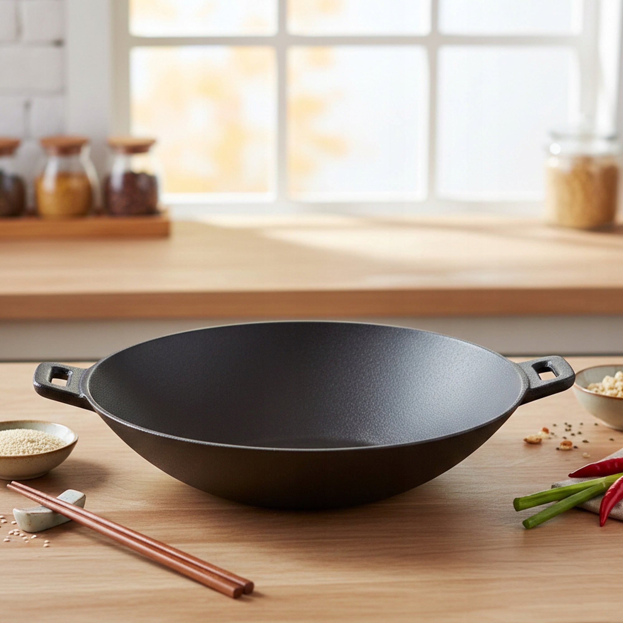 CAST IRON WOK PAN FOR STIR-FRY FOR FRYING 30 CM FOR CHINESE DISHES LARGE Brand Silesia Emalia