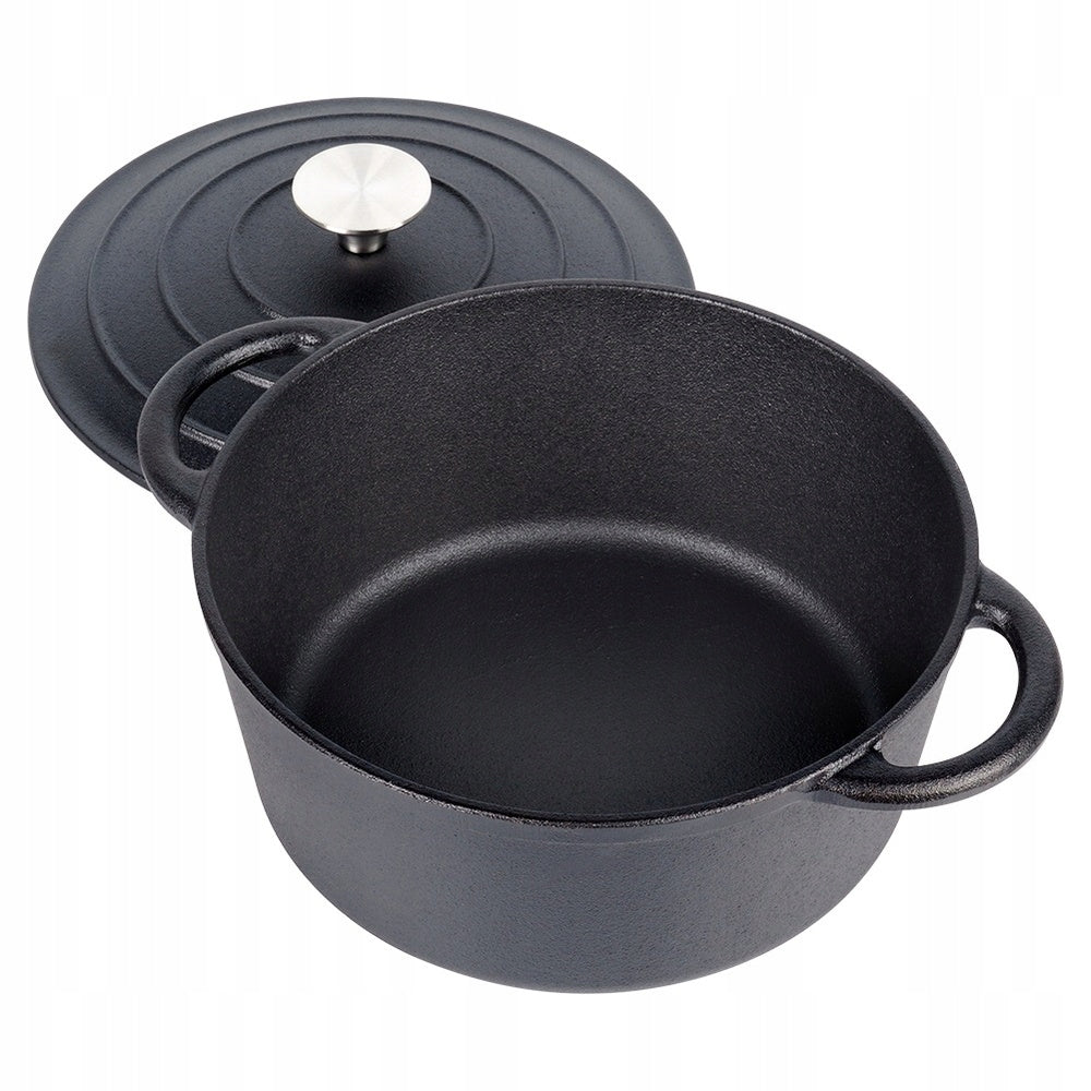 CAST IRON pot with lid cauldron pan round 22 cm 2,6L Capacity 2.6 l