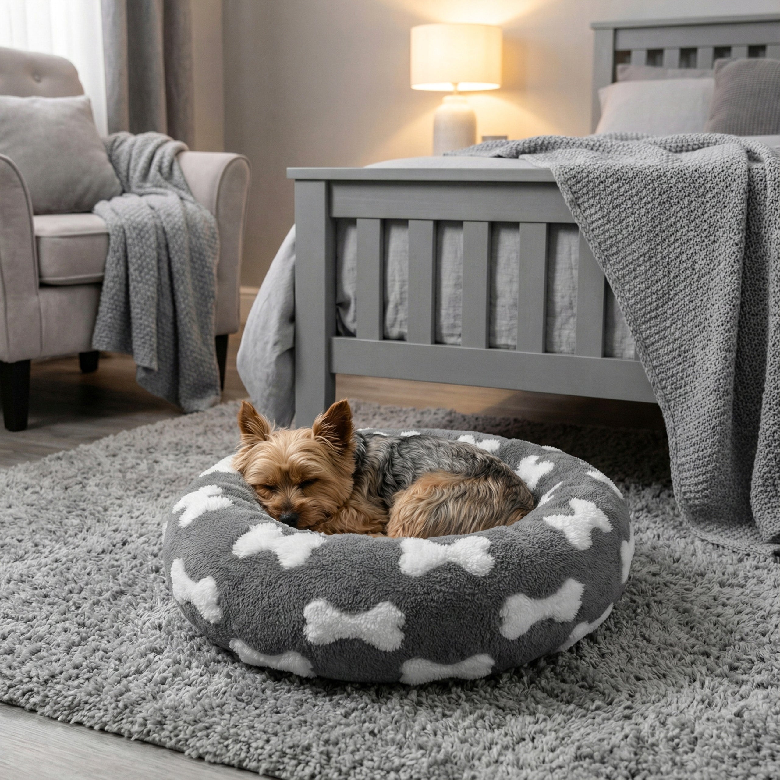 CAT AND DOG BED ROUND 55 CM SOFT ENVELOPING FURRY ANKLES Length 55 cm