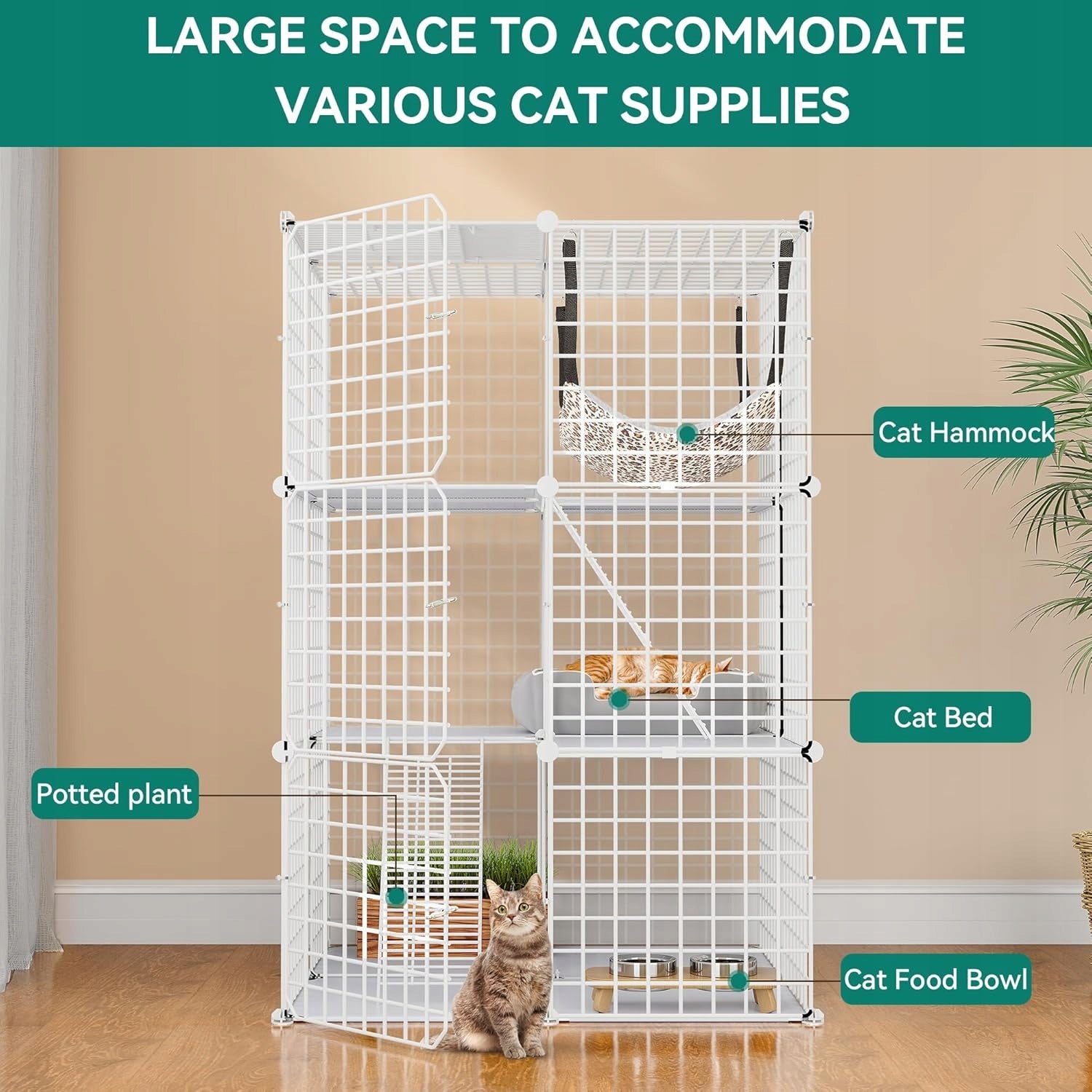CAT CAGE LARGE 3 STOREY FLOORS FOR KITTENS WITH PIG FERRET HAMMOCK Manufacturer code B0CQJP57C6