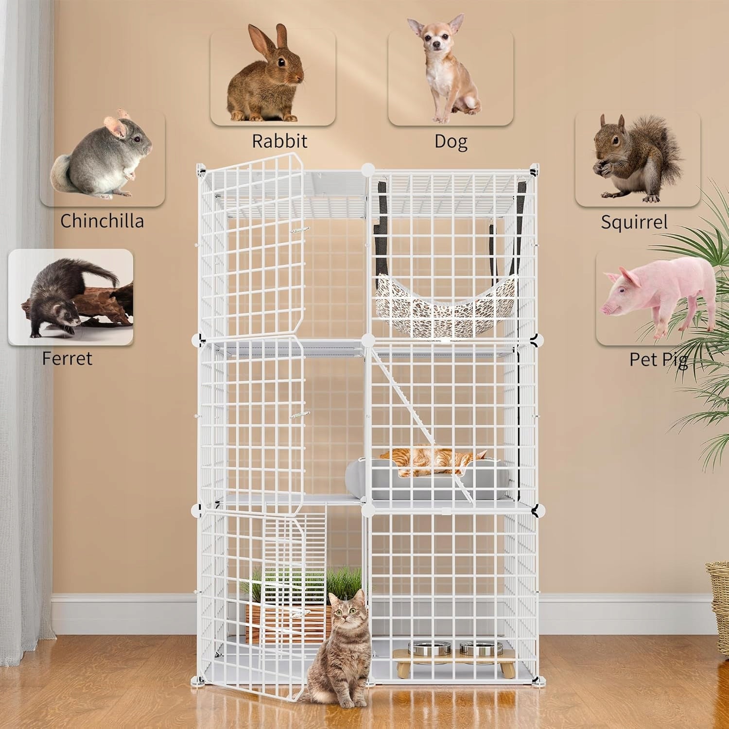 CAT CAGE LARGE 3 STOREY FLOORS FOR KITTENS WITH PIG FERRET HAMMOCK Packaging status original