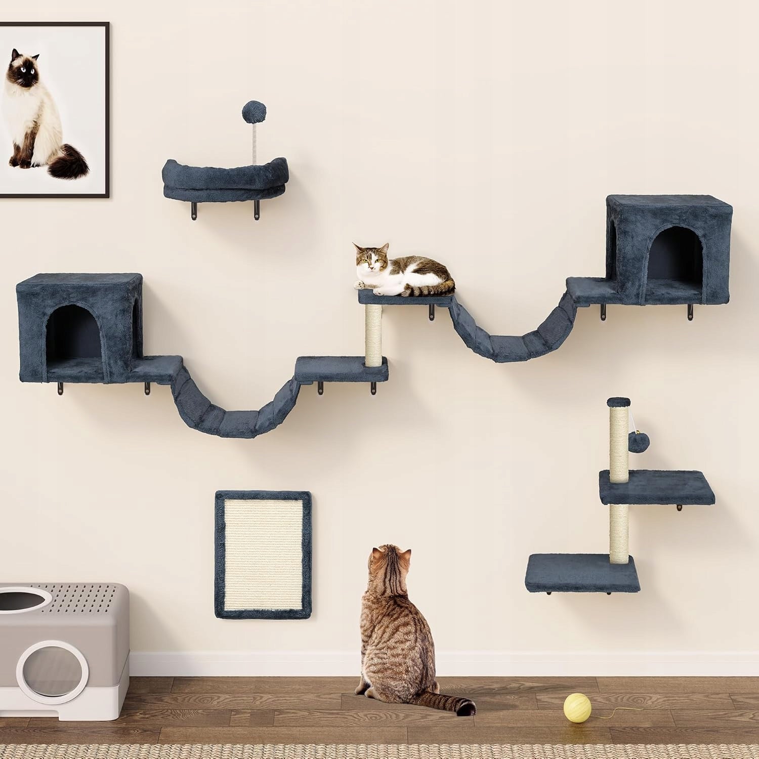 CAT CLIMBING WALL SET 8-PIECE YITAHOME SCRATCHING POST HOUSE BRIDGE