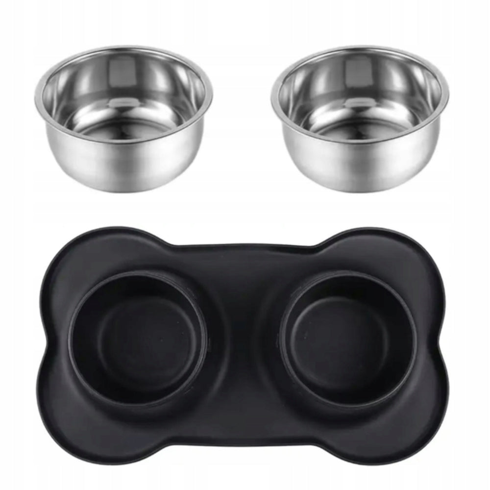 CAT DOG BOWL DOUBLE BOWLS WITH NON-SPILL PAD 2X 400ML Packaging status original