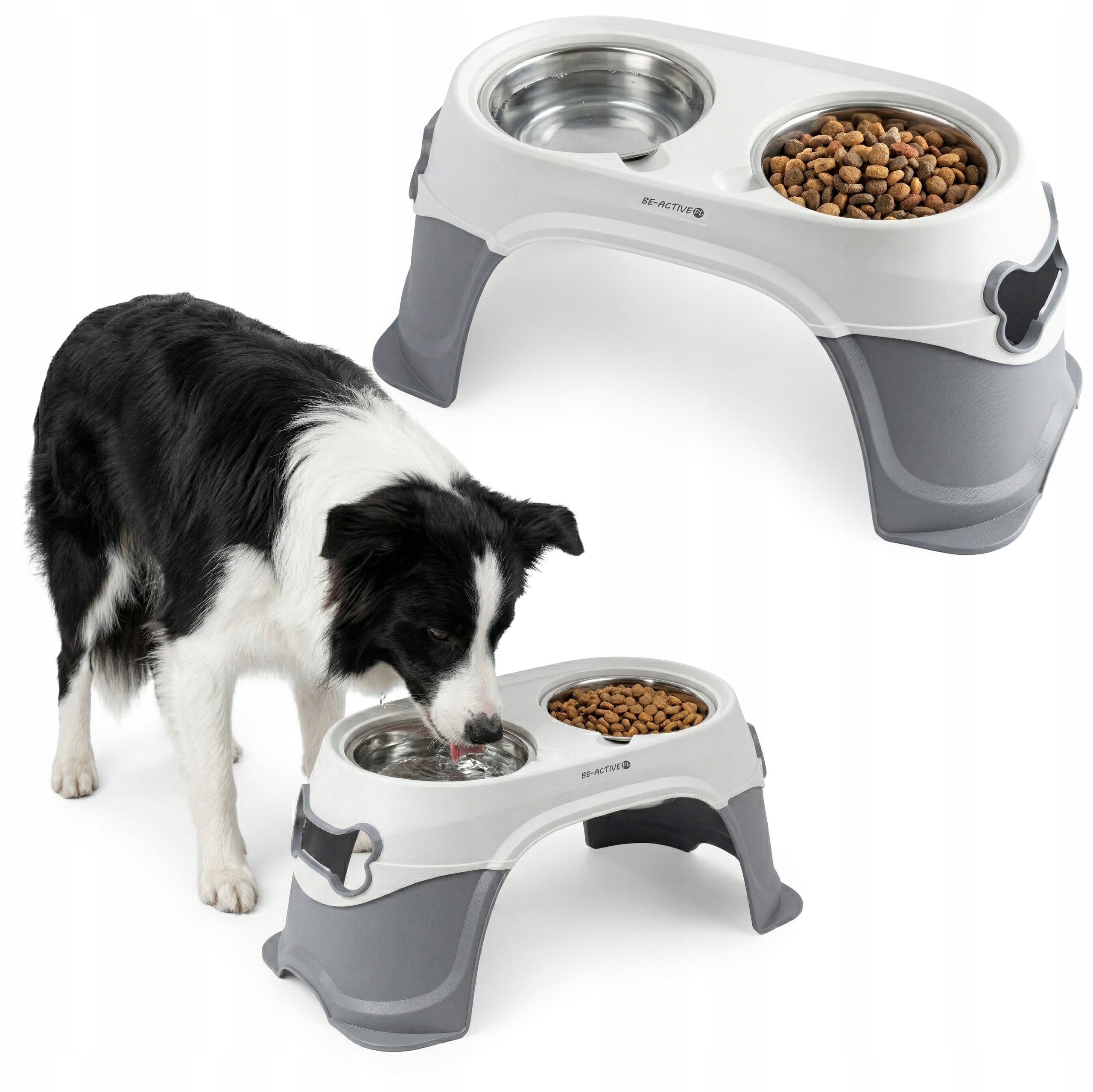 CAT DOG BOWL WATER DOUBLE BOWLS ON STAND NON-SLIP METAL