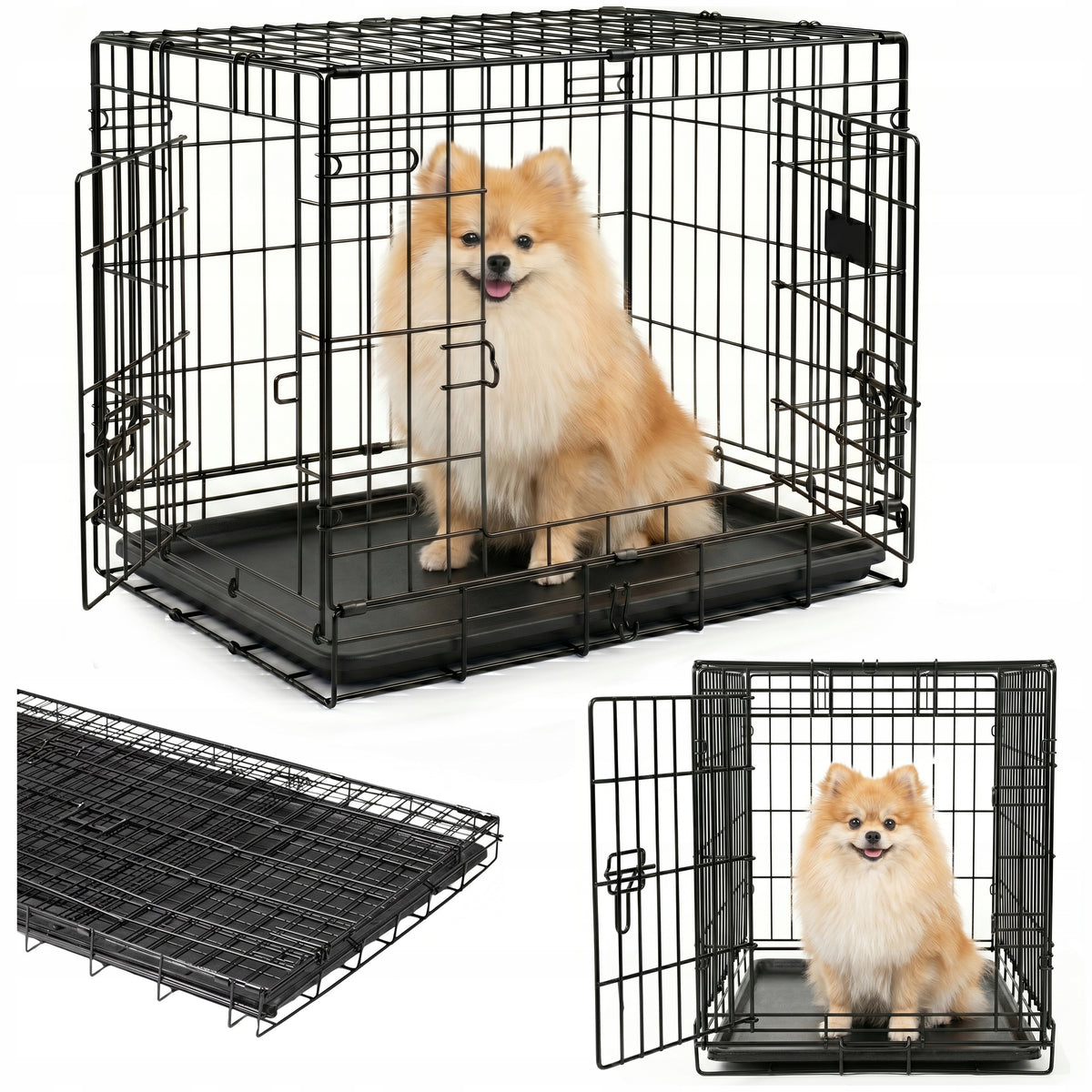 CAT DOG CAGE METAL KENNEL ANIMAL TRANSPORTER 61,5x44x52 cm M