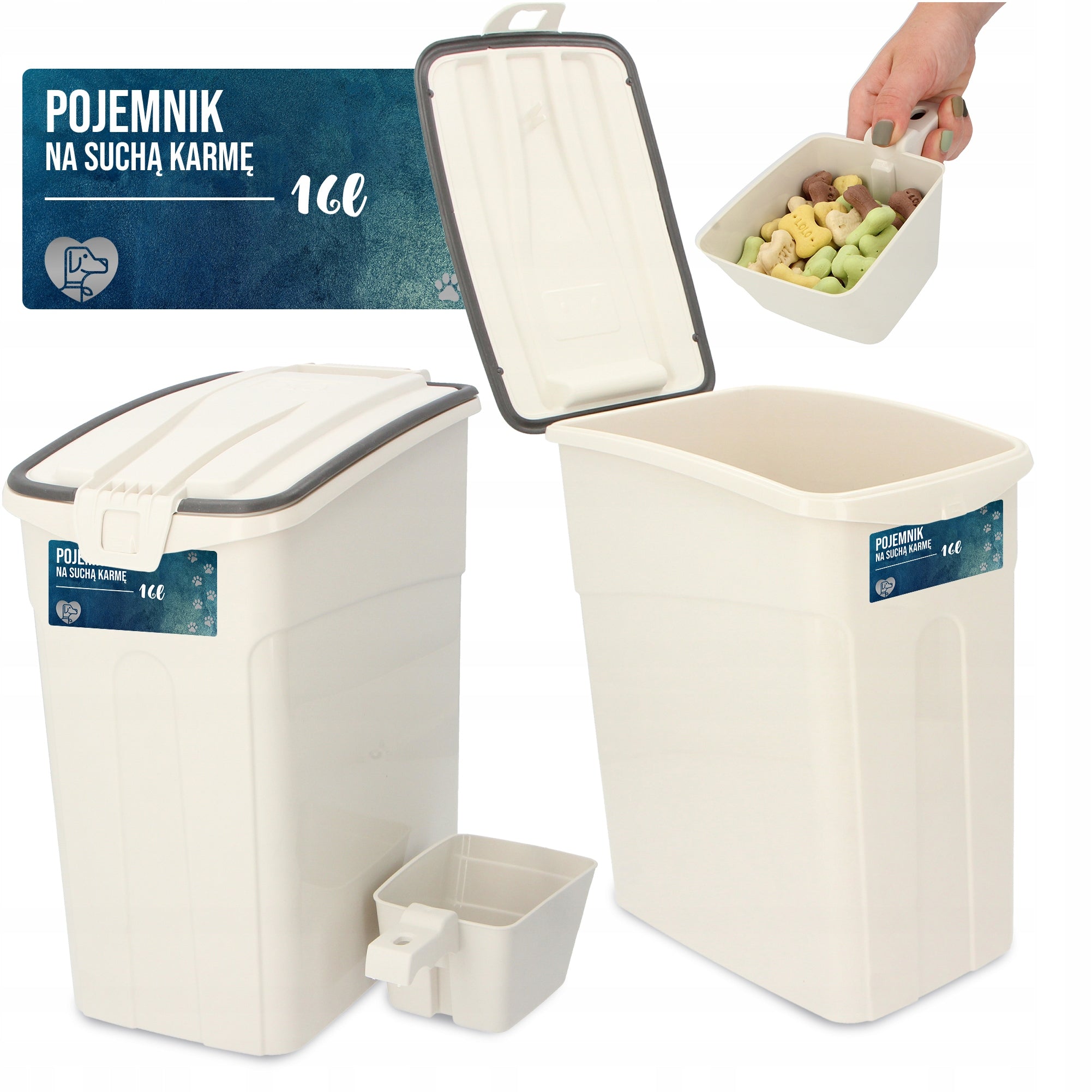 CAT DOG DRY FOOD Container 16l Dog Food STORAGE Box Measures XV