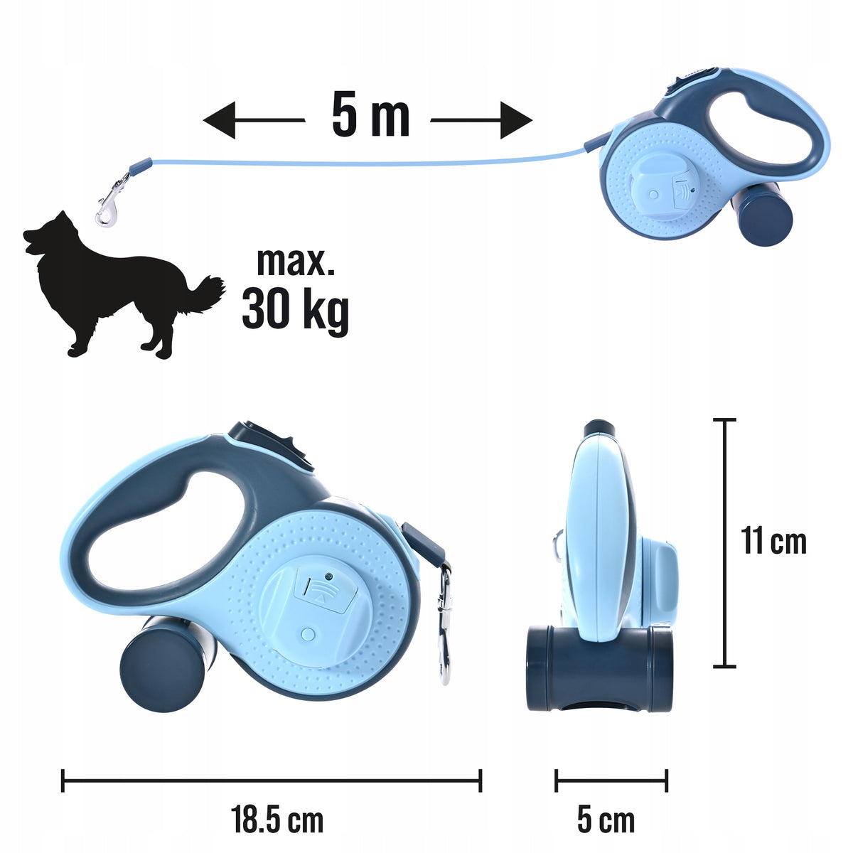 CAT DOG LEASH AUTOMATIC TAPE STRONG 5M FLASHLIGHT BAG CONTAINER N Packaging status original