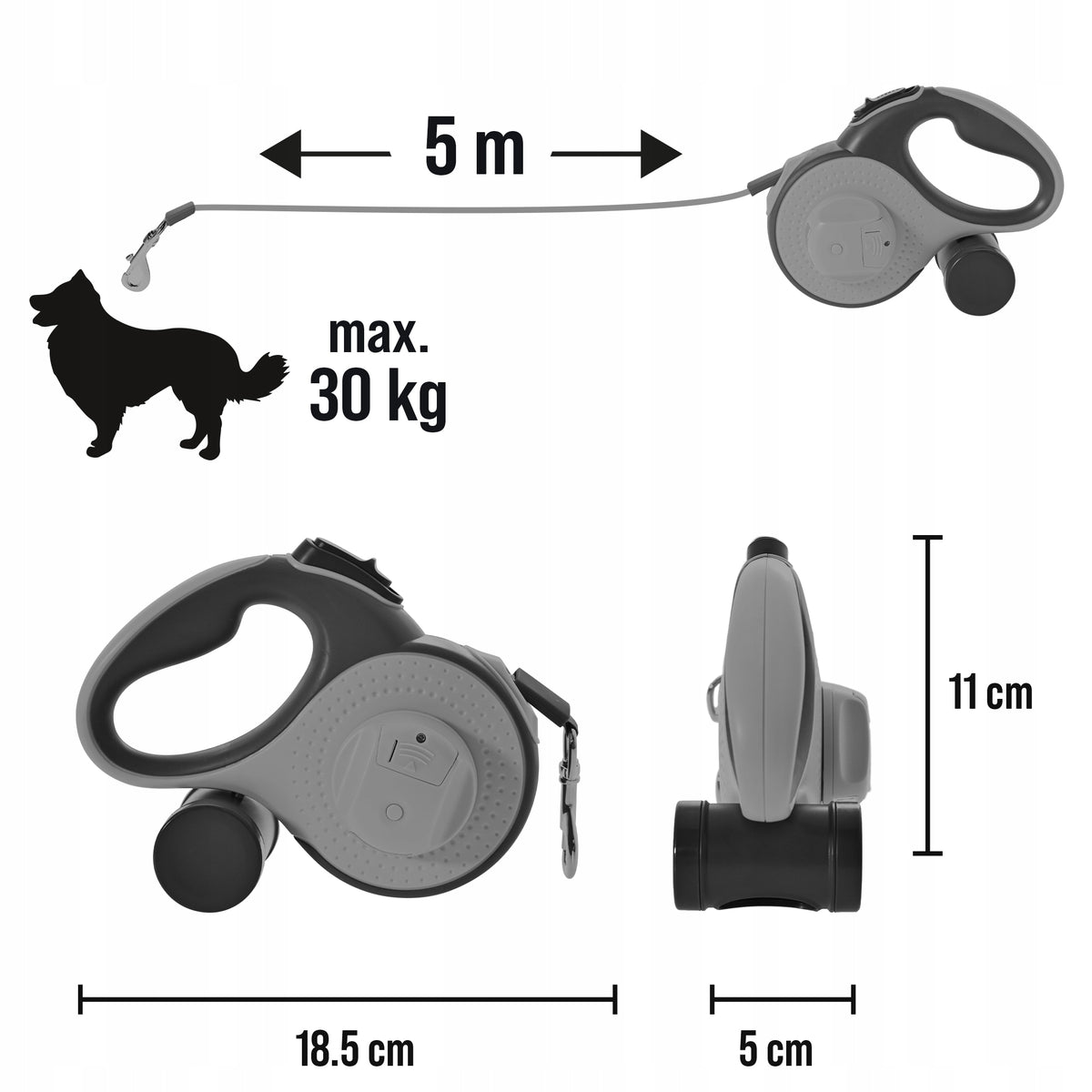 CAT DOG LEASH AUTOMATIC TAPE STRONG 5M FLASHLIGHT BAG CONTAINER SZ Packaging status original