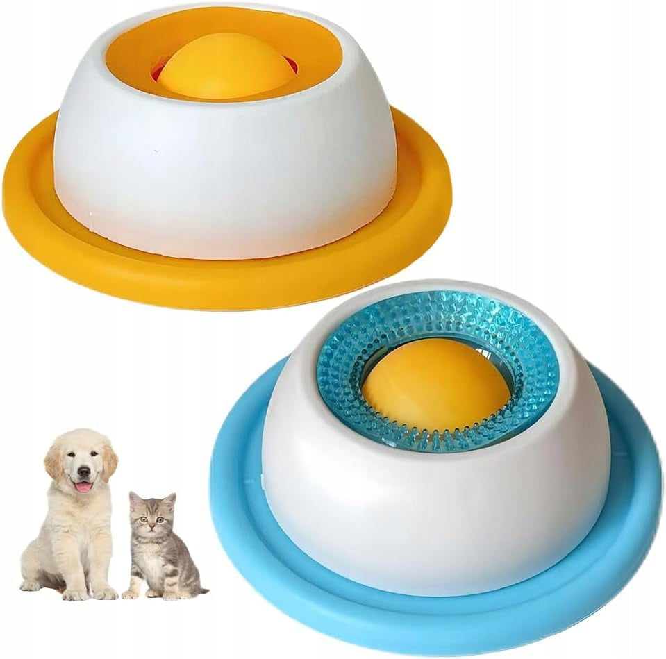 CAT DOG LICKING BOWL 2 PCS BALL FREE FOOD SUCTION CUP AB