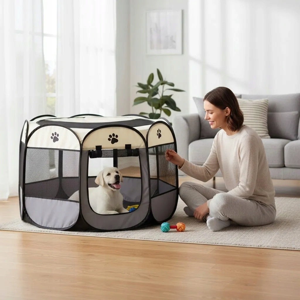 CAT DOG PLAYPEN ANIMAL RABBIT CAGE FOR HOME FOLDING TRANSPORTER Packaging status original