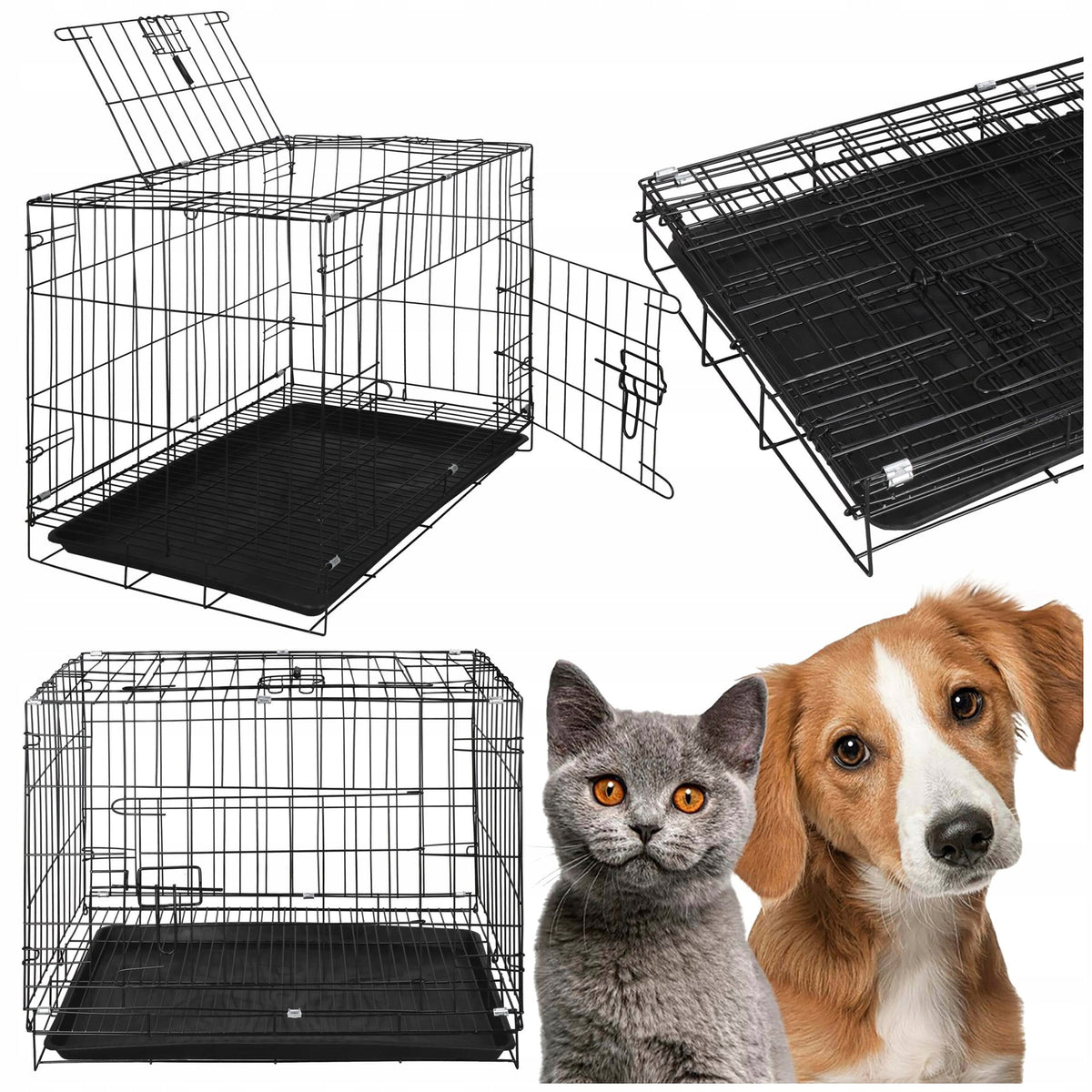 CAT DOG PLAYPEN CAGE STRONG CATWALK METAL FOLDING 60x50x42cm