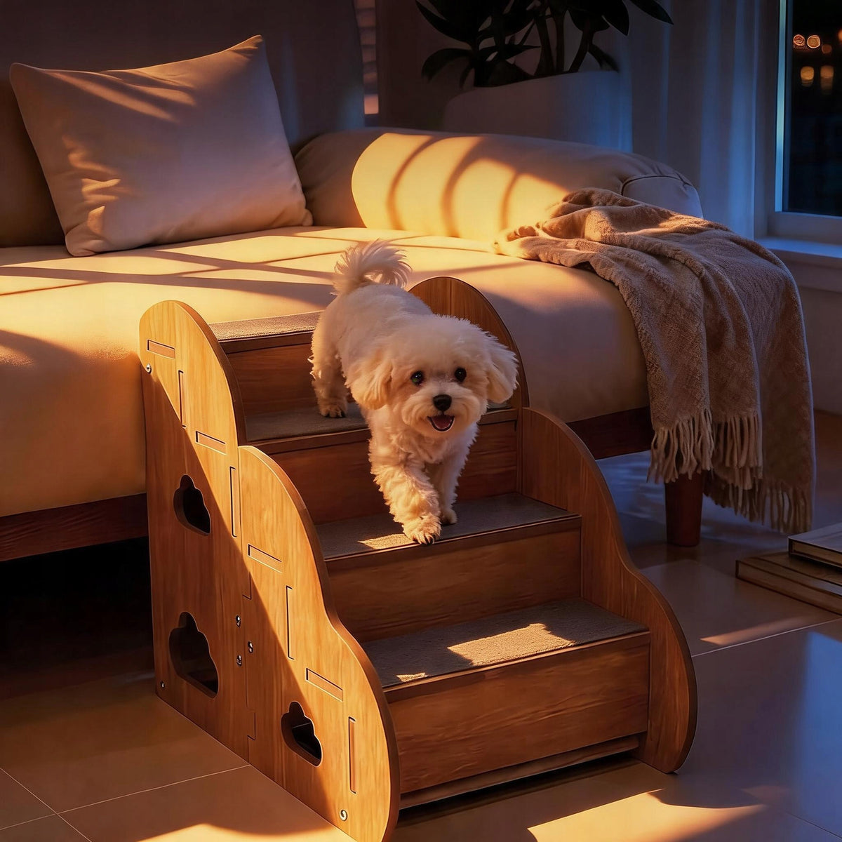 CAT DOG STAIRS 4 DEGREES NON-SLIP WOODEN PLATFORM FOR SOFA Packaging status original