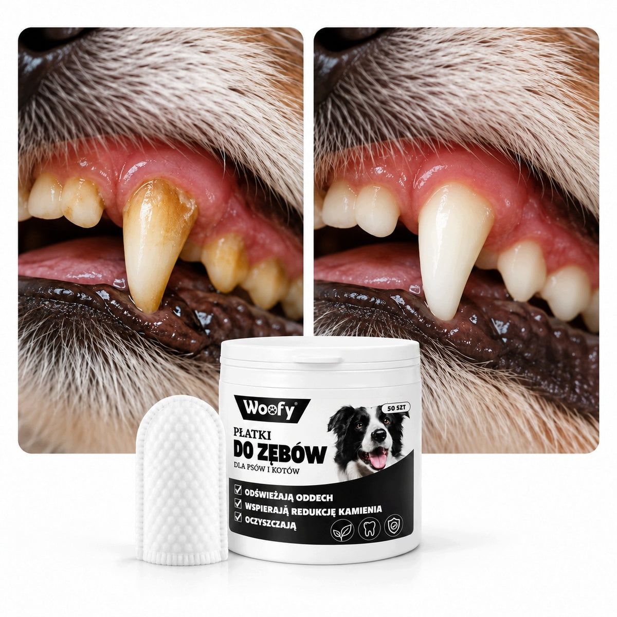 CAT DOG TEETH CLEANING PADS FINGER FLAKES WOOFY 50PCS Medical device no
