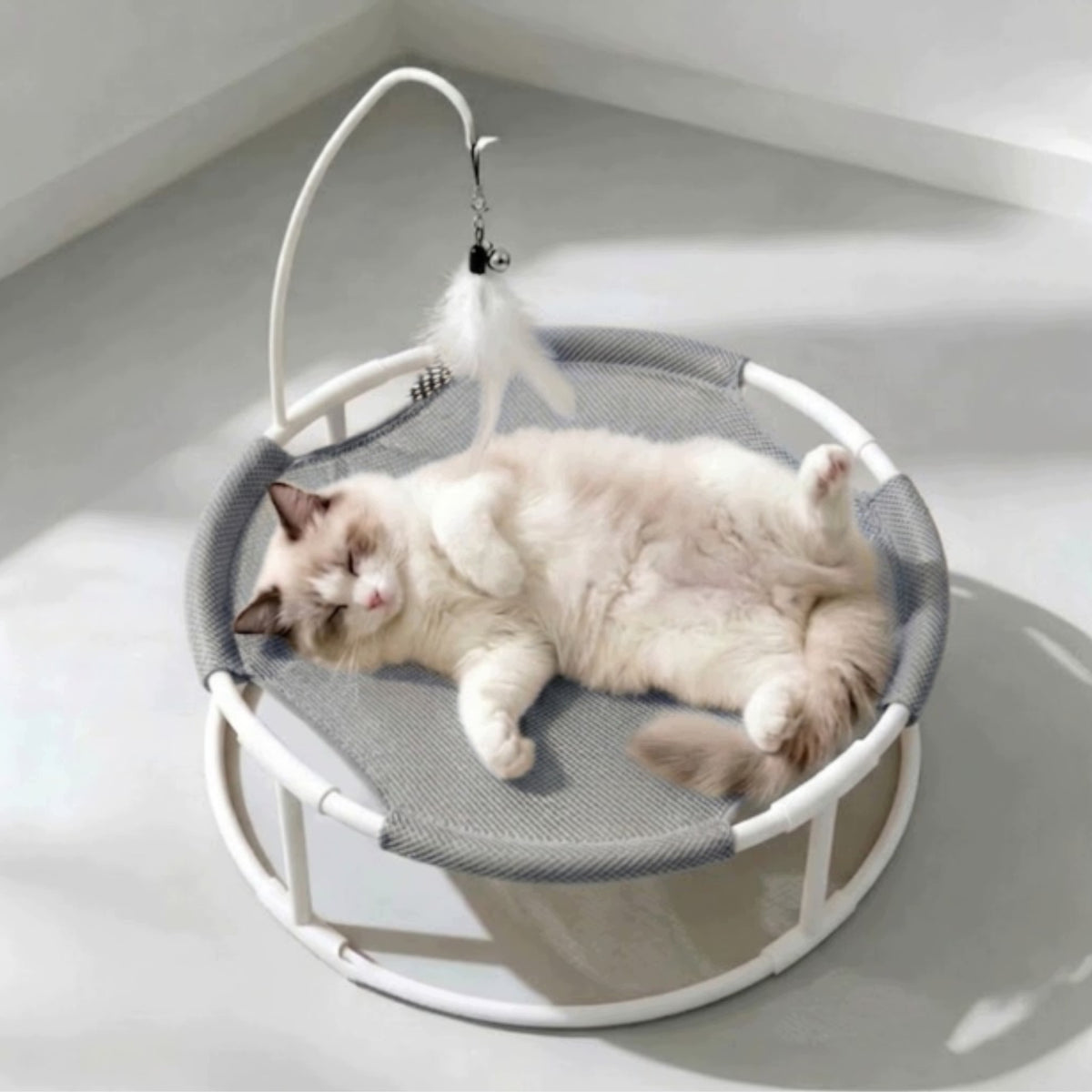 CAT HAMMOCK BED WITH FISHING ROD SLEEPING PLACE AND TOY 2IN1 LARGE 47CM Packaging status original
