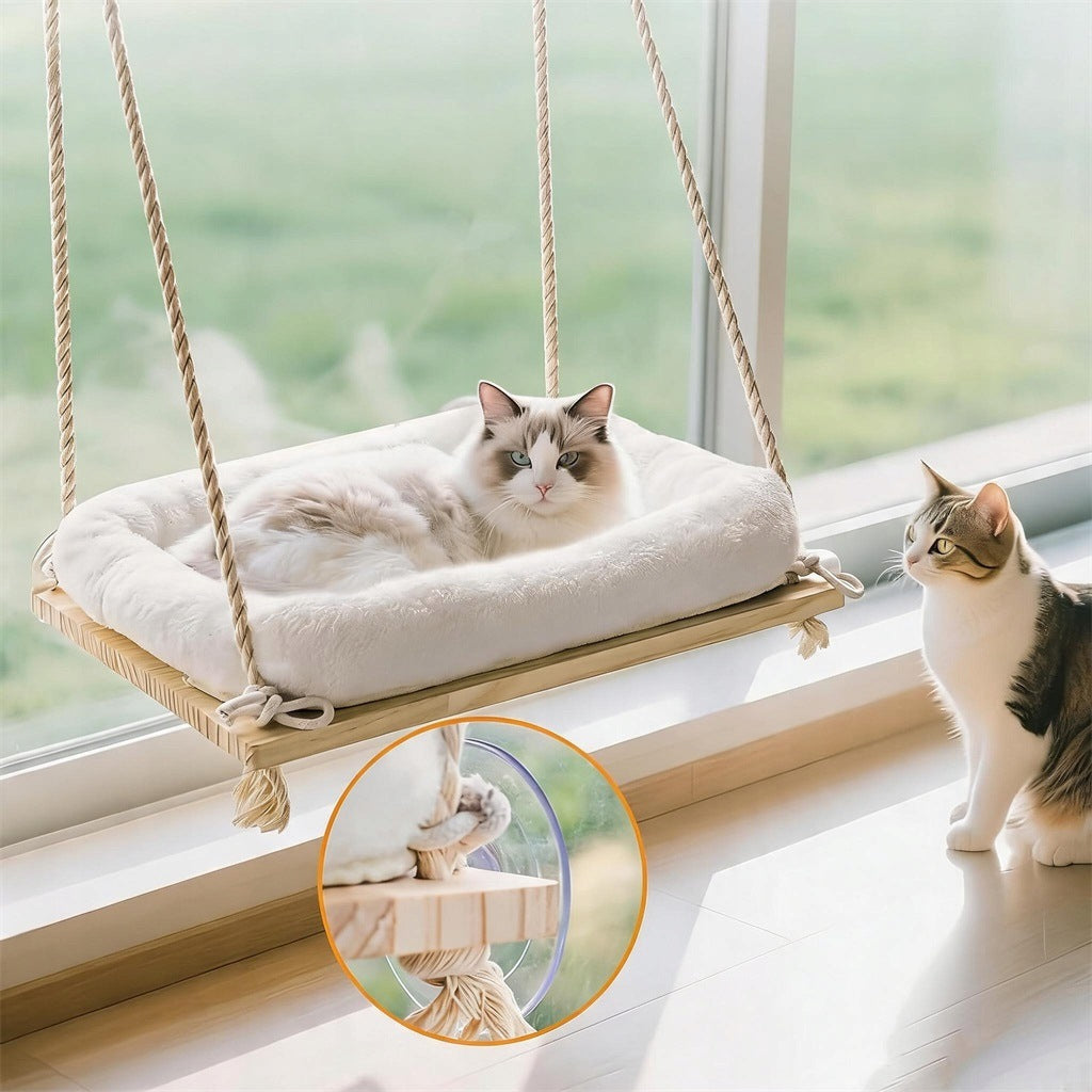 CAT HAMMOCK FOR WINDOW-BED ON SUCTION CUPS SOLID UP TO 36KG Length 43 cm