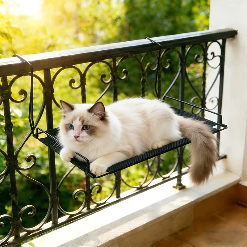 CAT HAMMOCK RAILING BED BLACK 45X30X25CM WITHOUT DRILLING Packaging status original