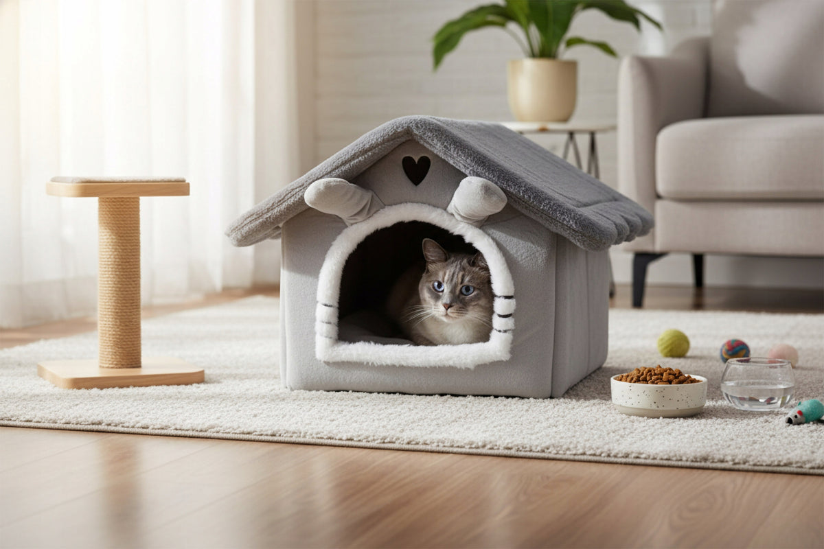 CAT HOUSE BED BOOTH PLUSH SOFT PLAYPEN PILLOW KENNEL BED Manufacturer code 064438MG