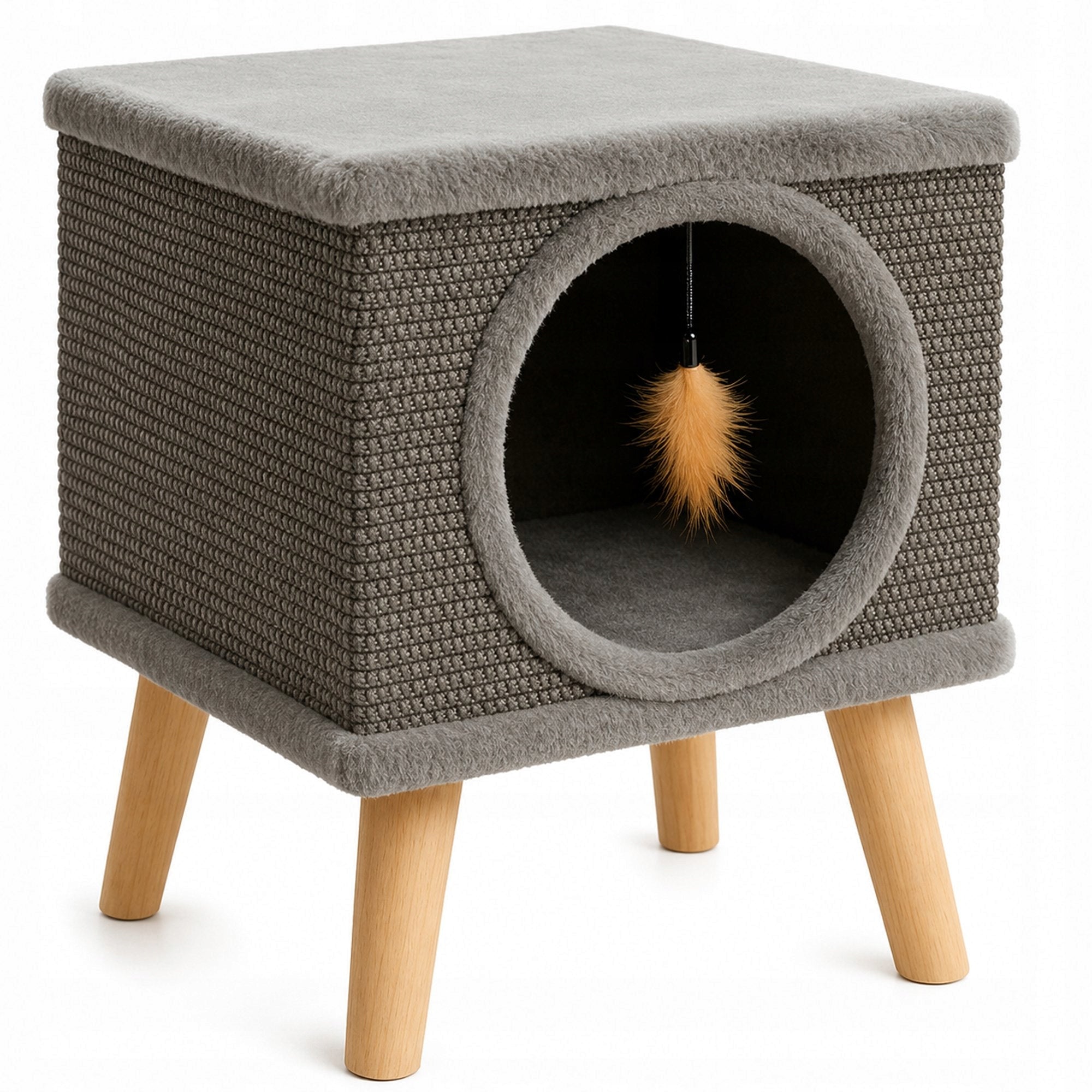 CAT HOUSE BED WITH SCRATCHING POST BOOTH LEGS TOY SCRATCHING POST 38x32x32CM Manufacturer code #13320