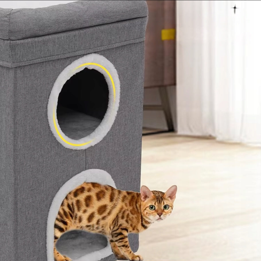 CAT HOUSE BOOTH 3-LEVEL FOLDING SCRATCHING POST TOWER BED 42x41x66CM Product width 39 cm