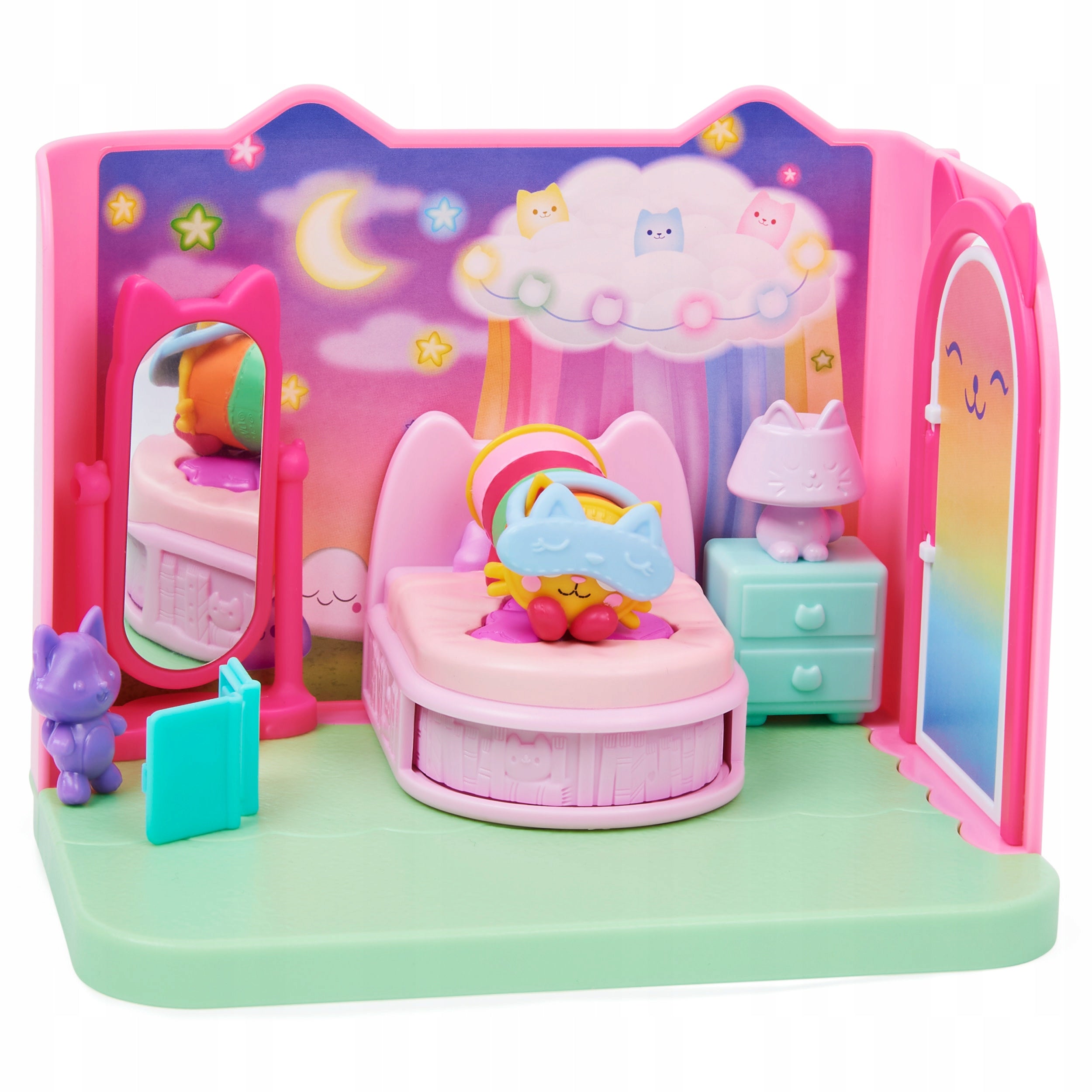 CAT HOUSE GABI BEDROOM WITH FIGURINE SOFT BED CABINET + ACCESSION. Packaging status original