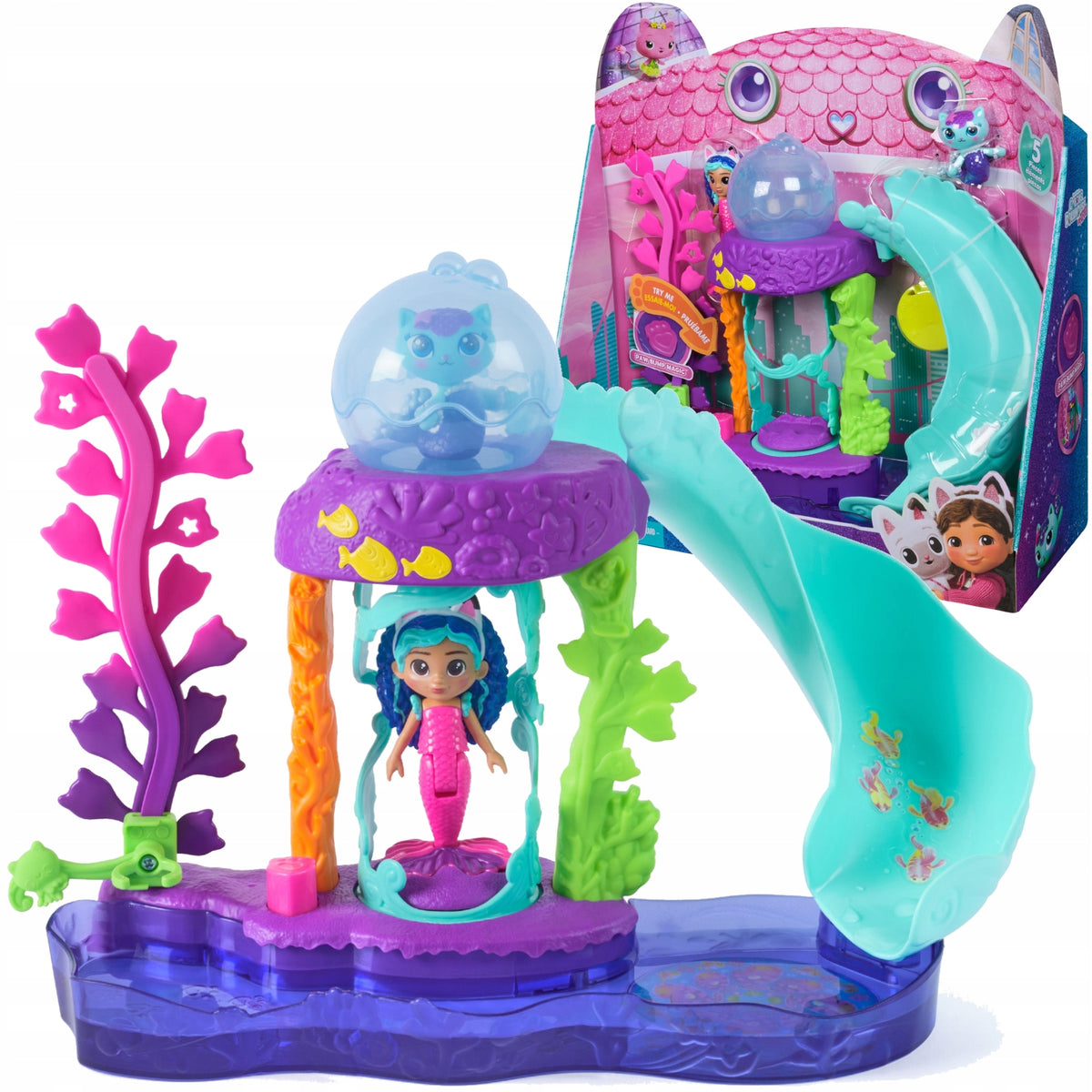 CAT HOUSE GABI FILM SET COLORFUL AQUARIUM FIGURINES GABI MERMAID +AKC.