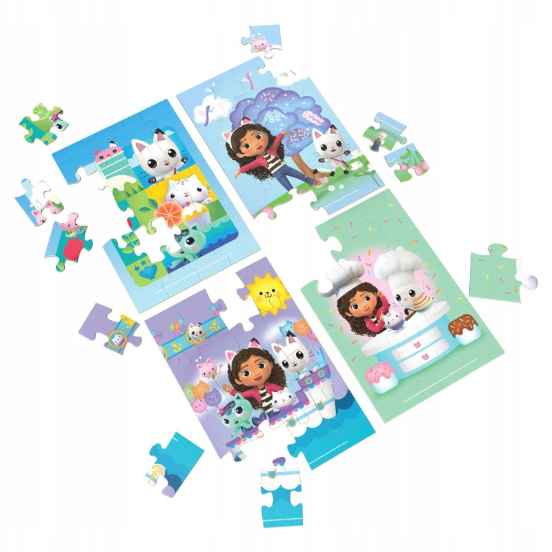 CAT HOUSE GABI GAME WOODEN PUZZLE 4-PACK 4IN1 SET OF 12 16 20 AND 24 EL. Kid's age 3+ years