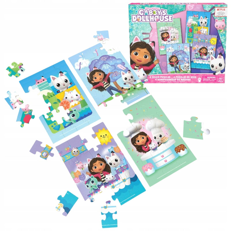 CAT HOUSE GABI GAME WOODEN PUZZLE 4-PACK 4IN1 SET OF 12 16 20 AND 24 EL.
