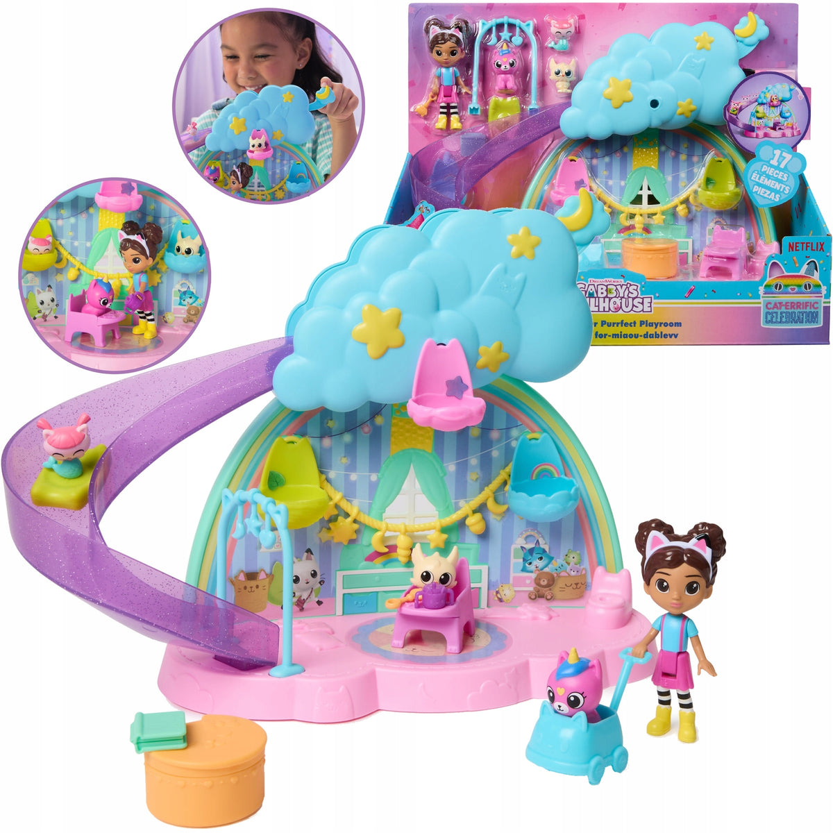 CAT HOUSE GABI KITTEN CARE SLIDE SET 4 FIGURINES + ACCESSORIES