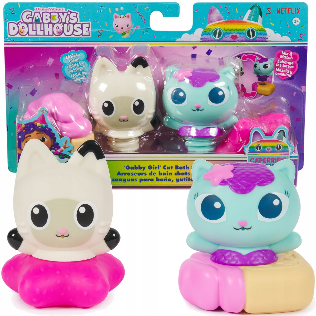CAT HOUSE GABI SET OF 2 MERMAID BATH FIGURINES KITTY PANDA + AKC.