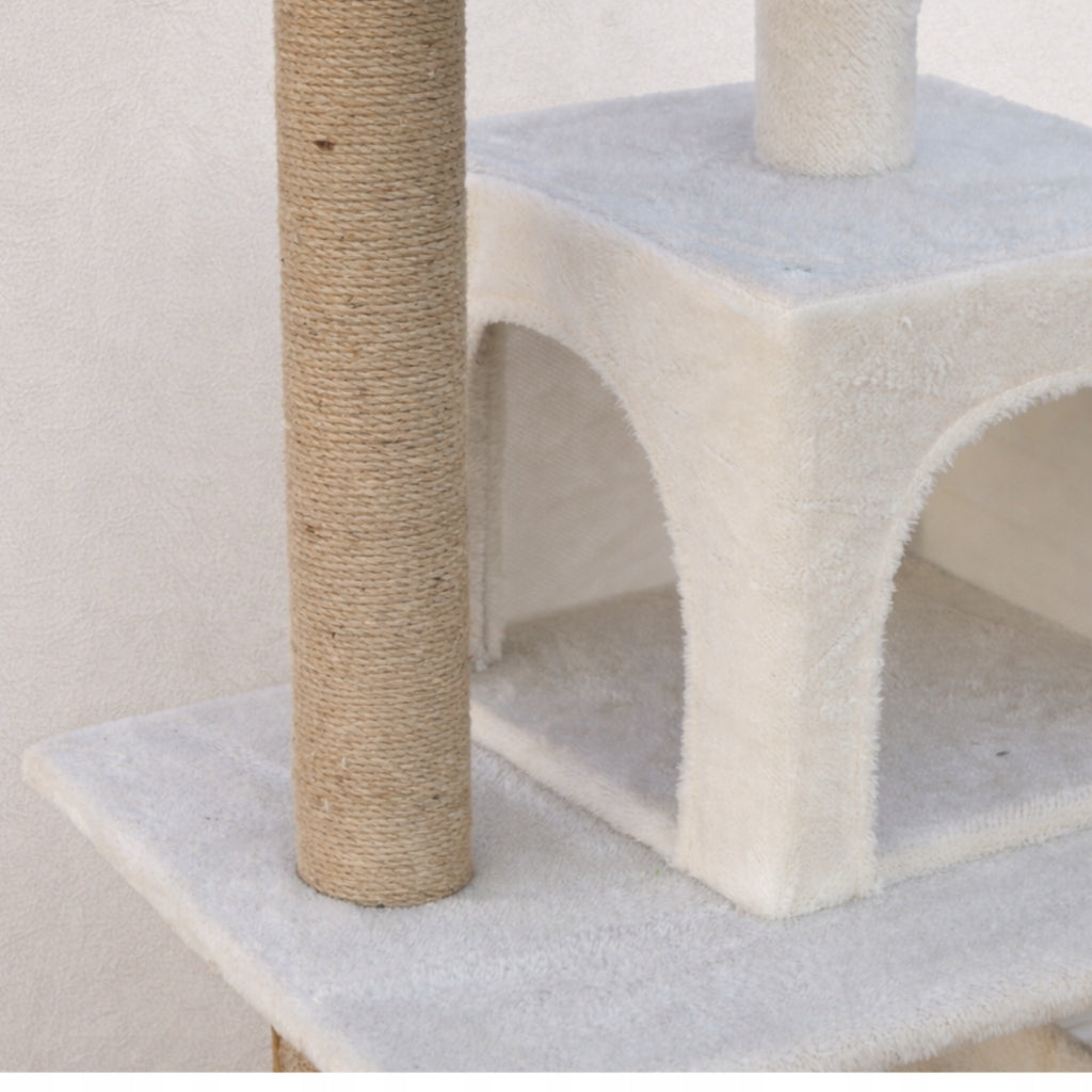 CAT SCRATCHER 125cm High House Bed Post Toy Beige Tree Height (cm) 101 - 160 cm