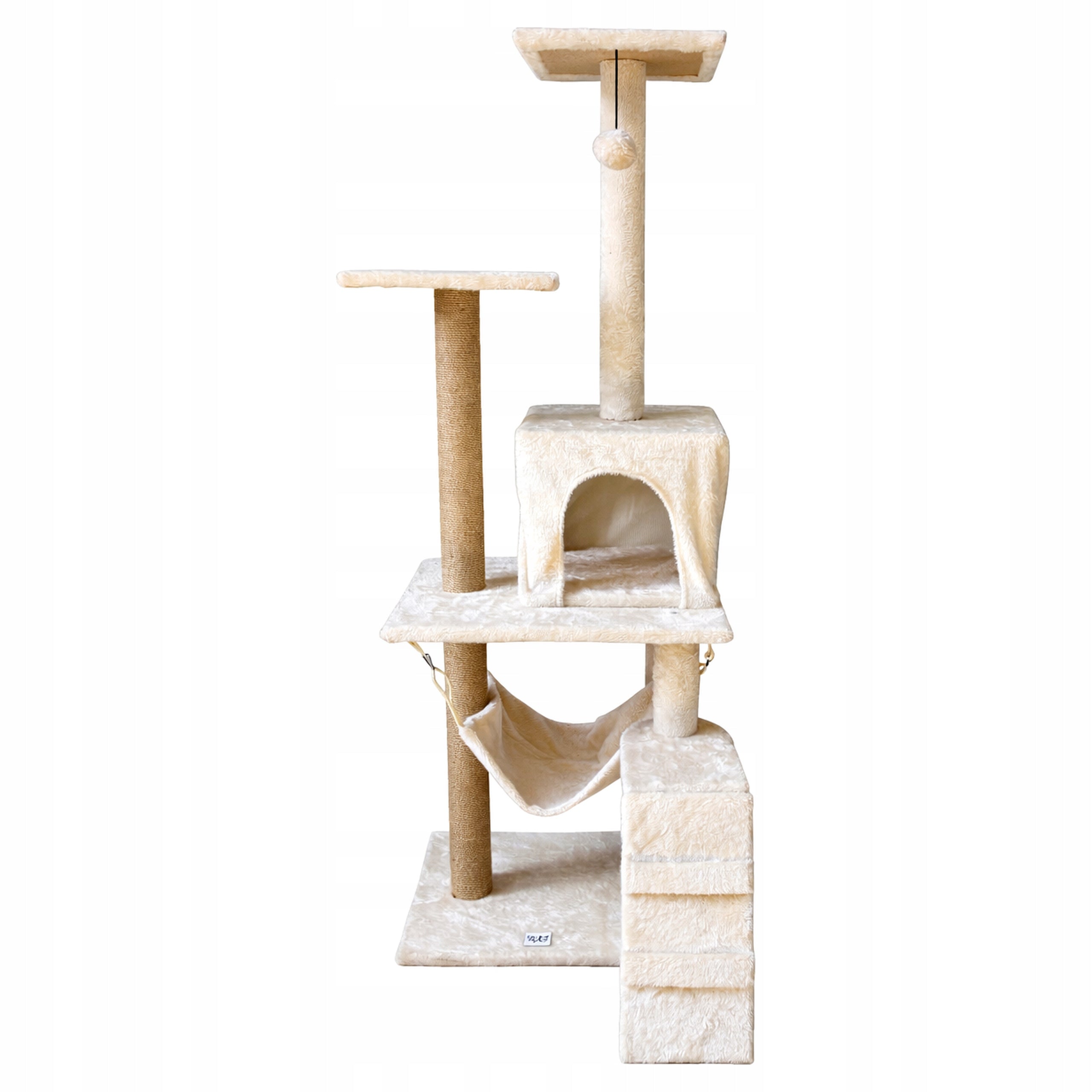 CAT SCRATCHER 125cm High House Bed Post Toy Beige Tree Trade name DRAPAK DLA KOTA Wieża Do Drapania BUDKA Legowisko Hamak SIZAL DOM KOT 125cm