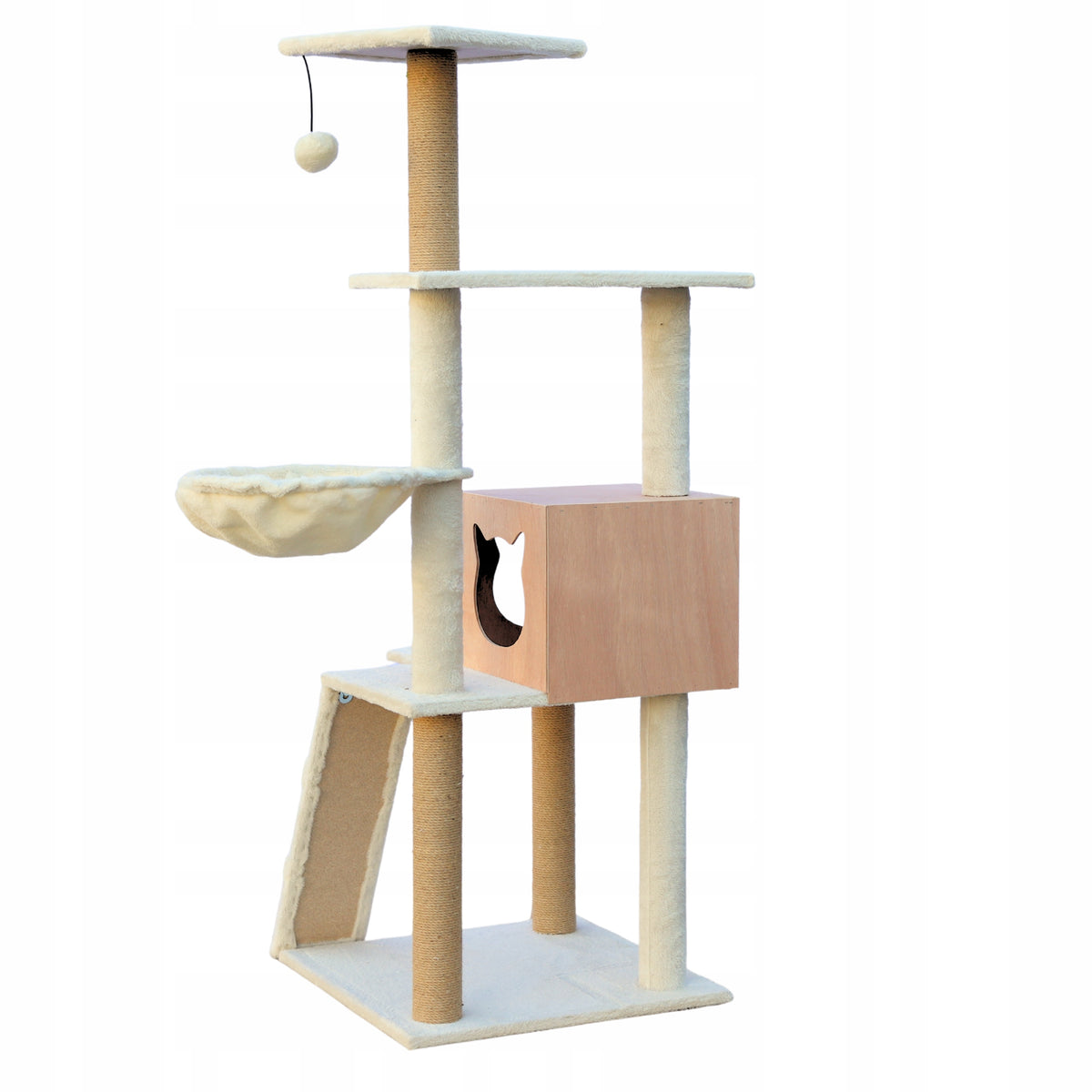 CAT SCRATCHER 133cm High LOTS OF SISAL Bed HAMMOCK Wooden HOUSE Manufacturer code 060-MPJ-N060