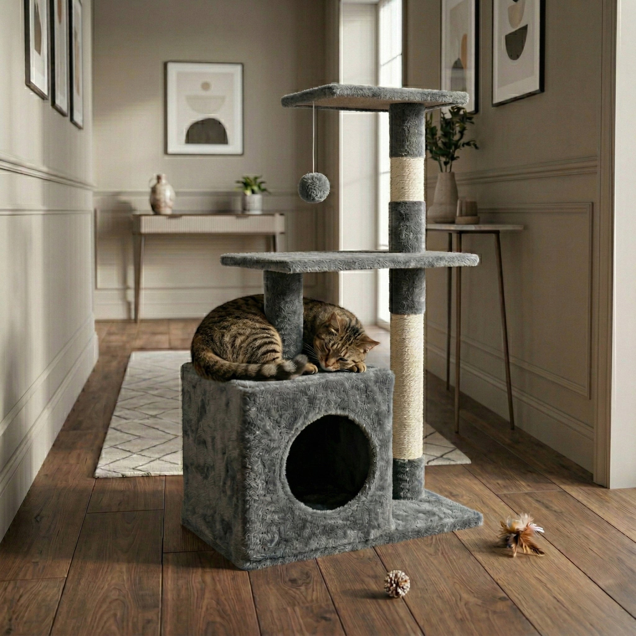 CAT SCRATCHER BED COTTAGE BOOTH TOWER SCRATCHING POST SISAL TOY Manufacturer code DK-13 DRAPAK DLA KOTA LEGOWISKO DOMEK ZABAWKA