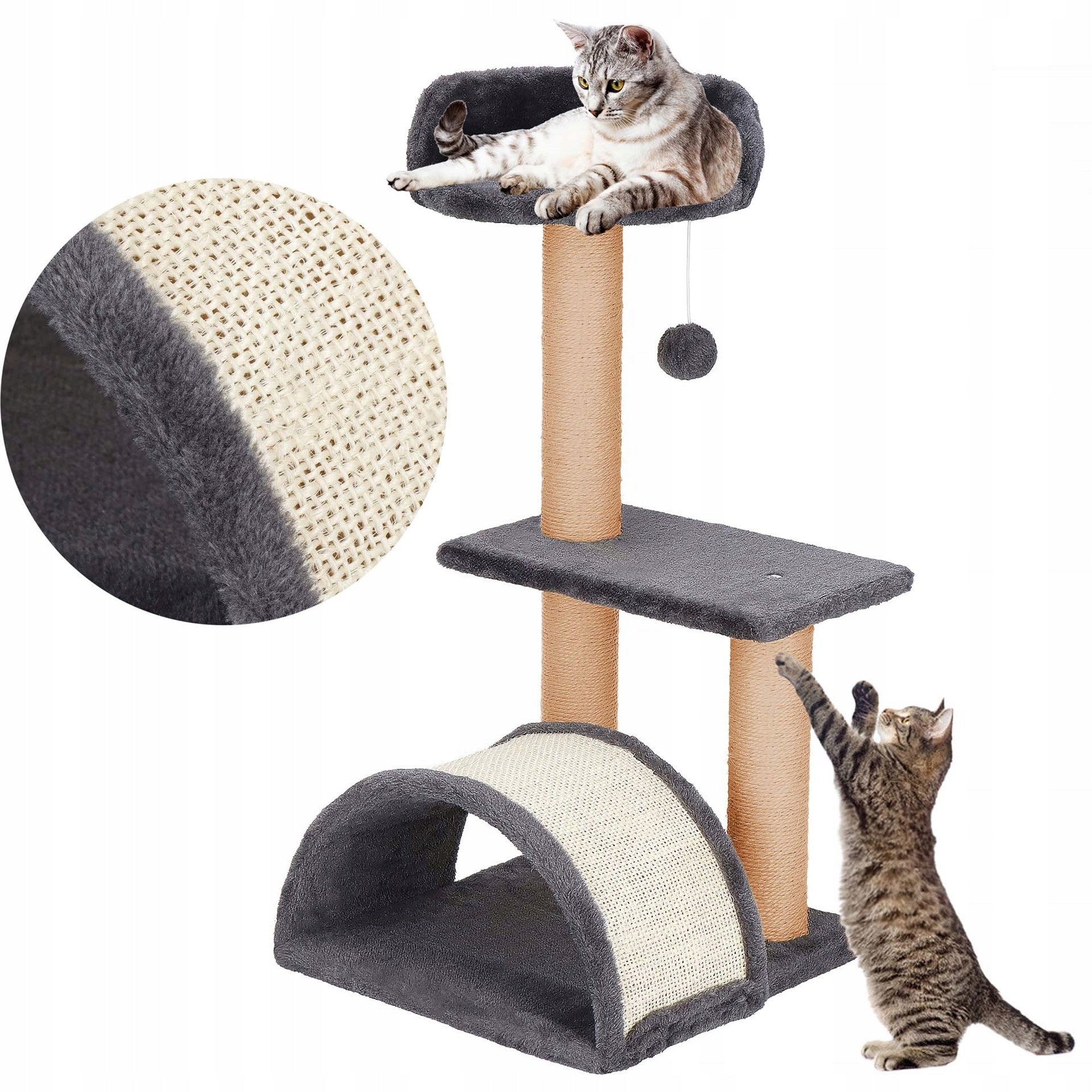 CAT SCRATCHER BED COTTAGE TOWER LARGE POST 3 LEVELS+TOY STRING Number of levels 3