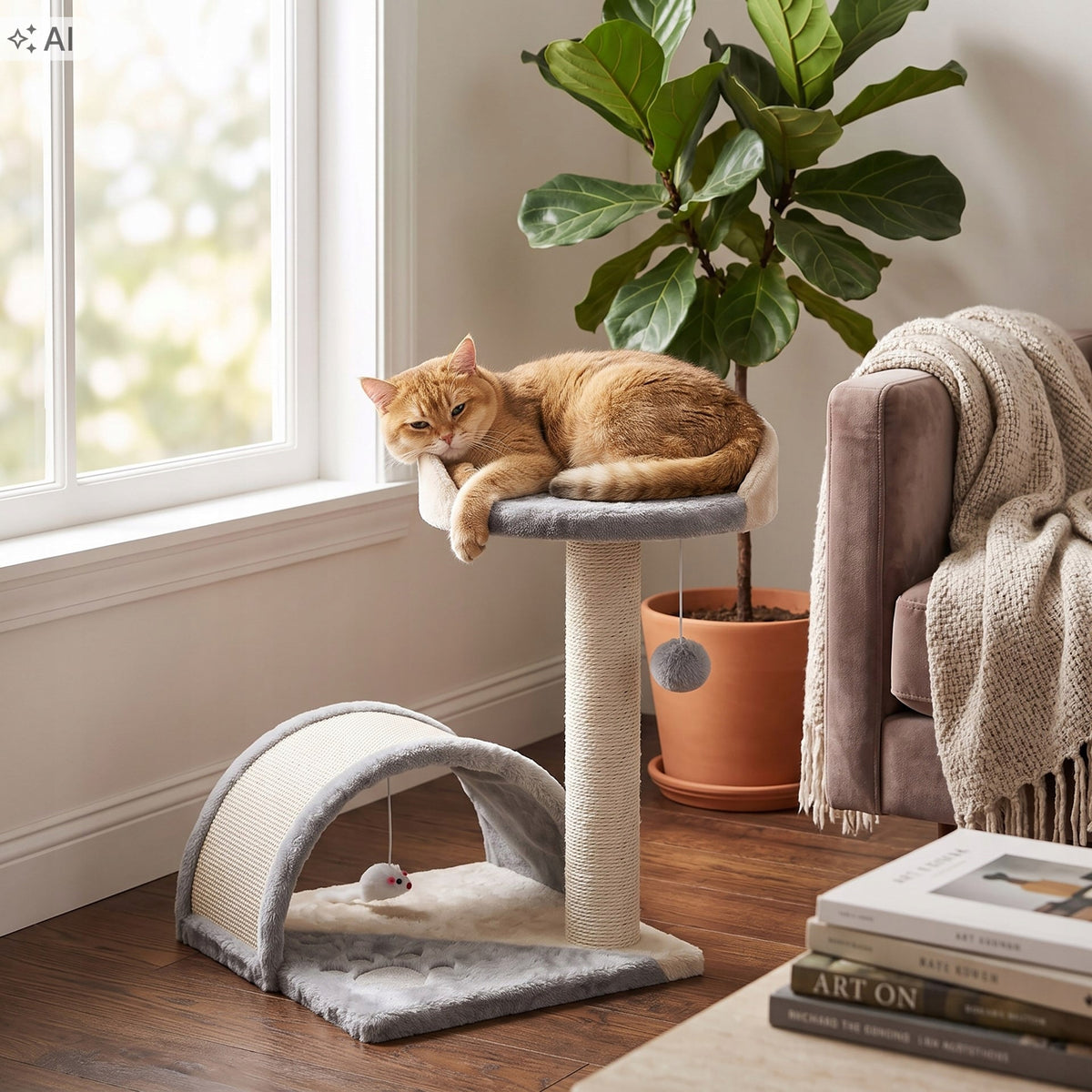 CAT SCRATCHER BED HOUSE BOOTH TOY LARGE POST TOWER 2 LEVELS Manufacturer code PA1034