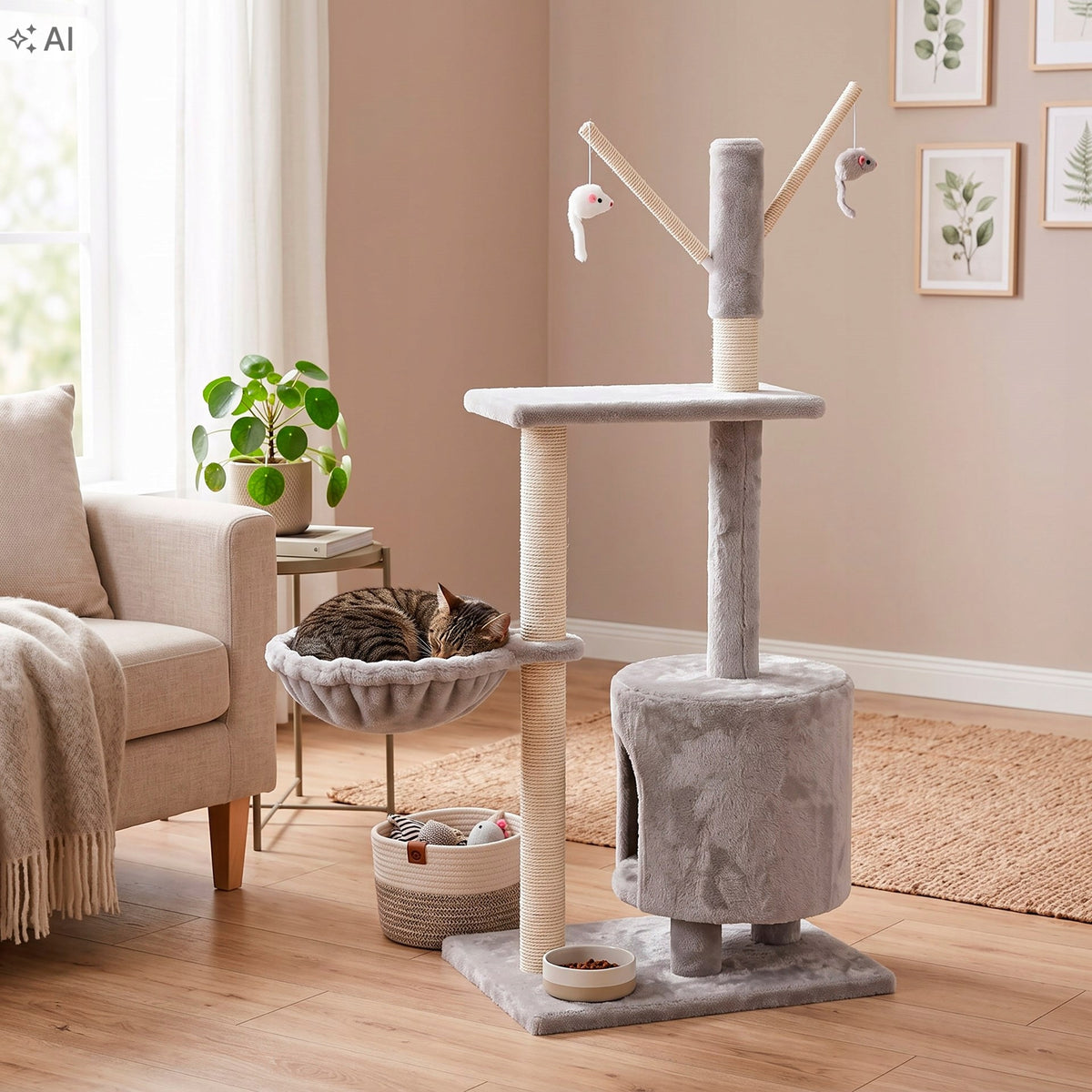CAT SCRATCHER BED LARGE COTTAGE toy POST SISAL BOOTH 4 LEVELS Manufacturer code PA1037