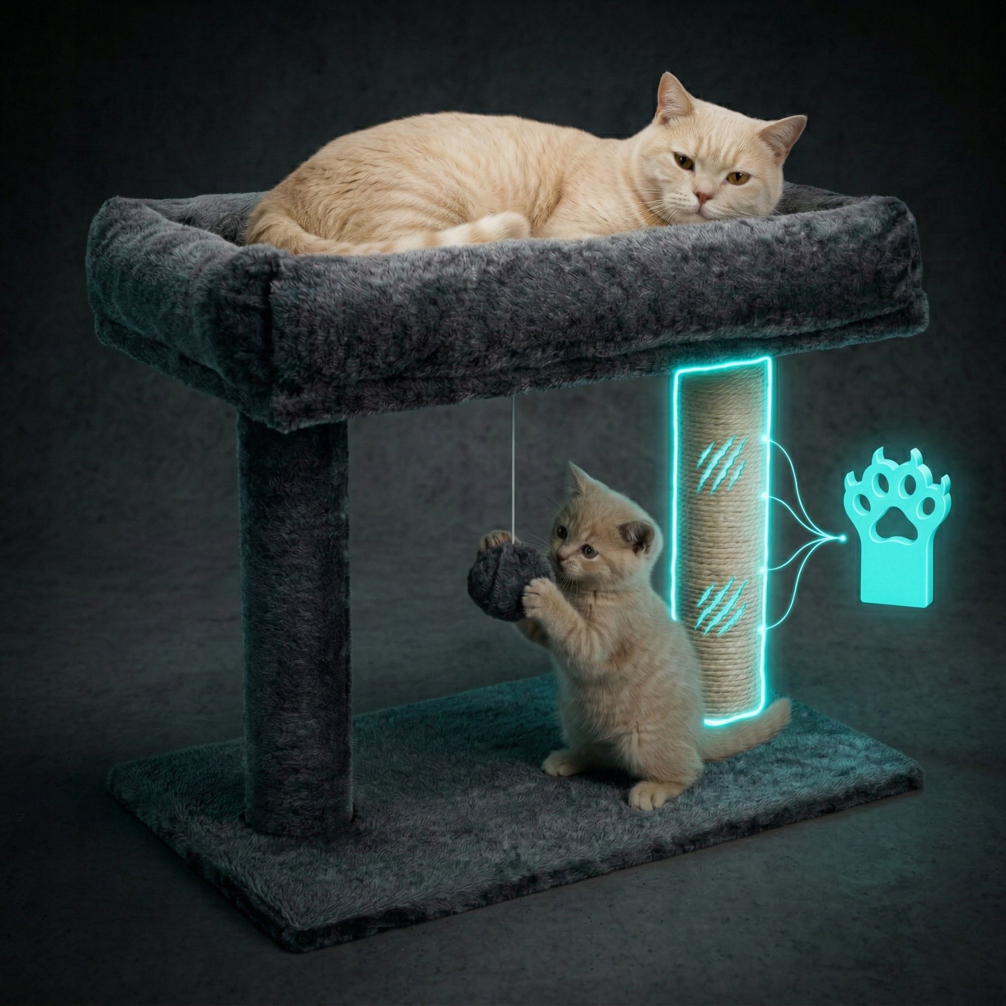 CAT SCRATCHER BED TOWER COUCH SCRATCHING POST SISAL TOY Height (cm) up to 60 cm