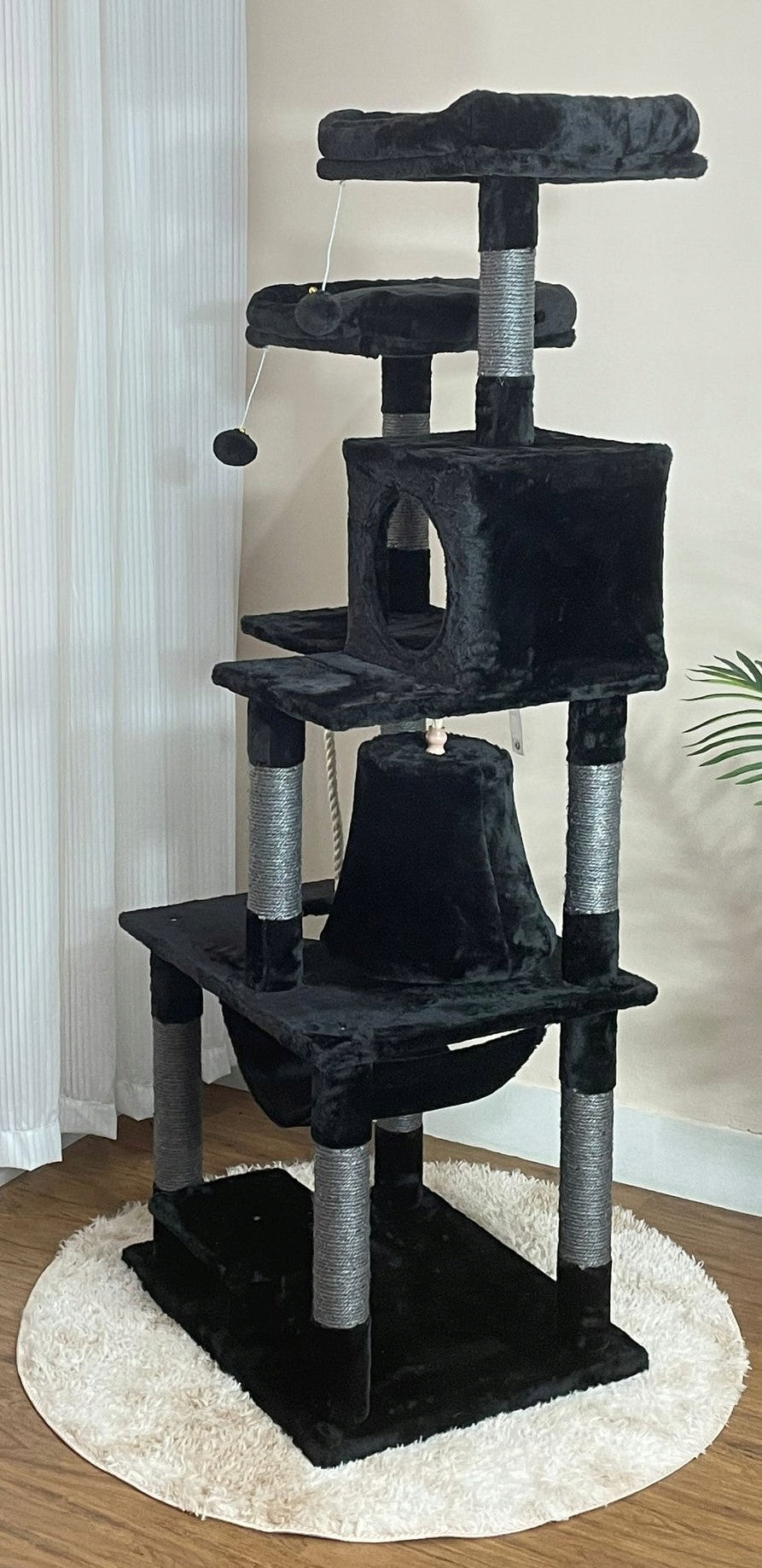 CAT SCRATCHER BLACK HOUSE BOOTH TREE TOWER XXL 170cm Brand Drapaczek