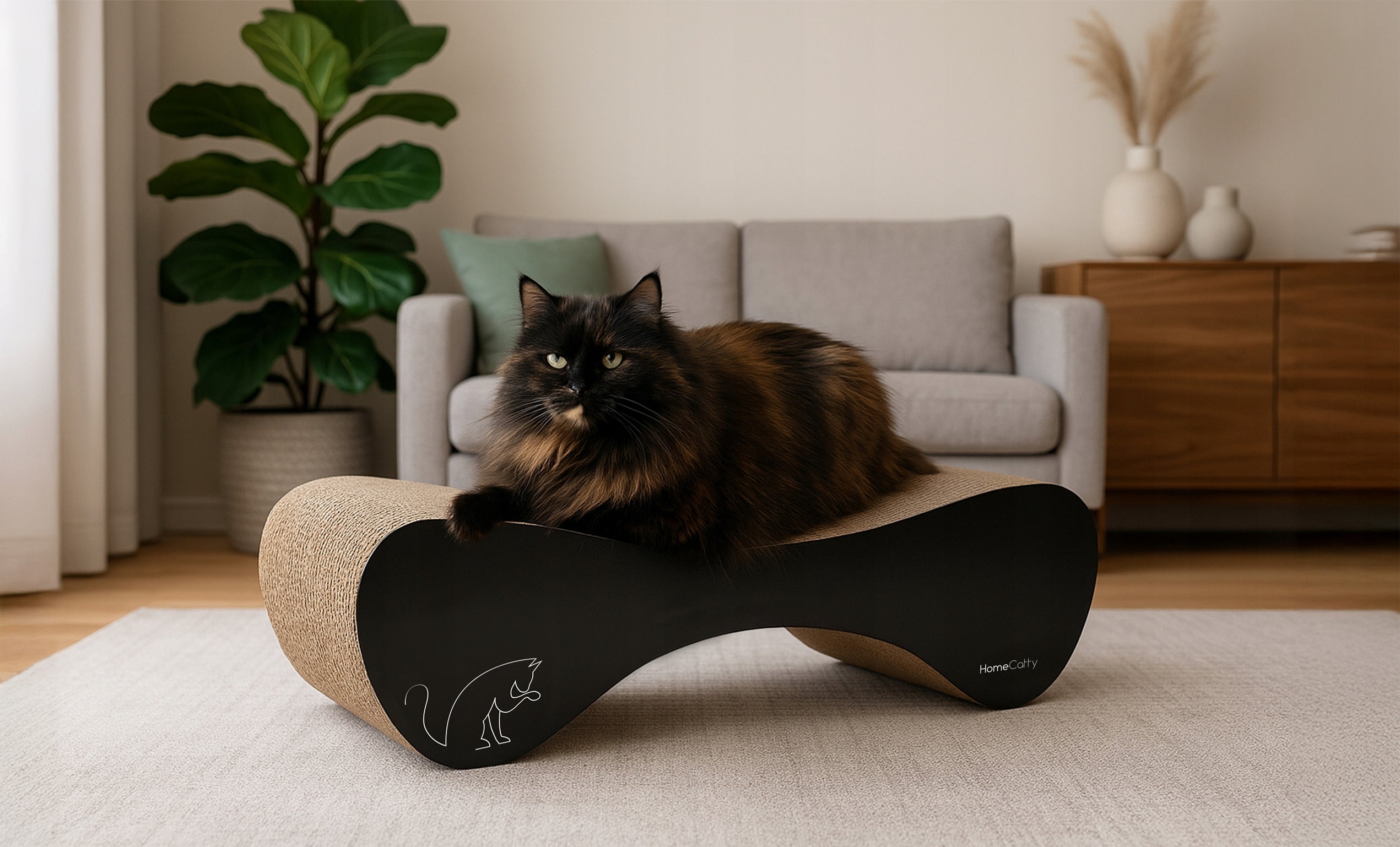 CAT SCRATCHER CARDBOARD LARGE BED 71x21x25 cm HomeCatty Height (cm) up to 60 cm