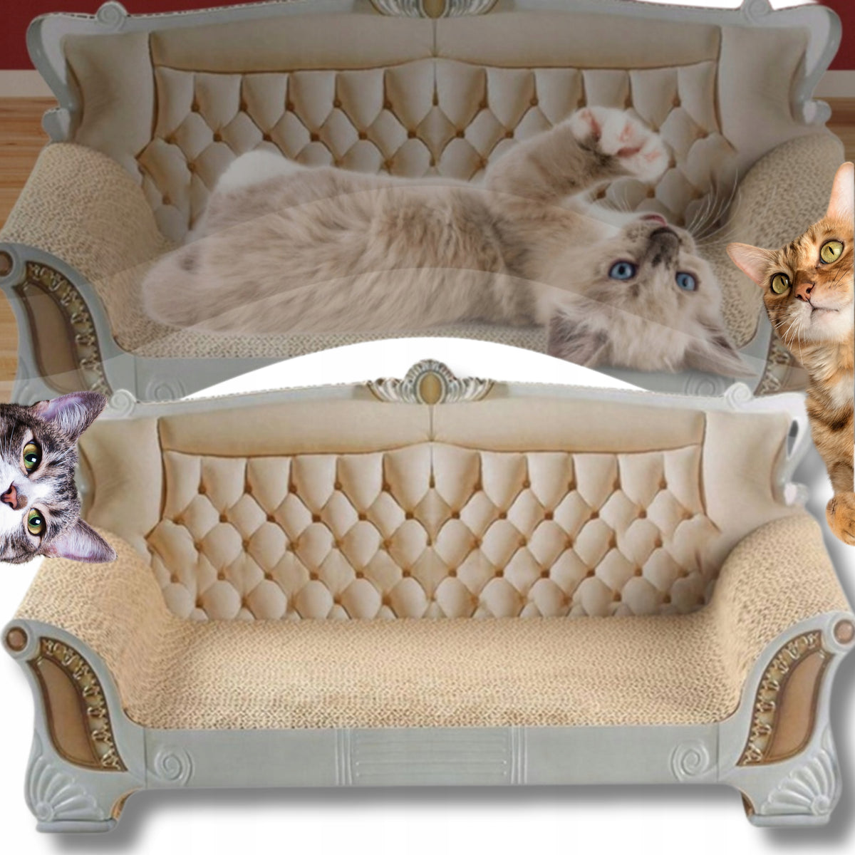 CAT SCRATCHER CARDBOARD SOFA BED COUCH CARTON LARGE 52cm