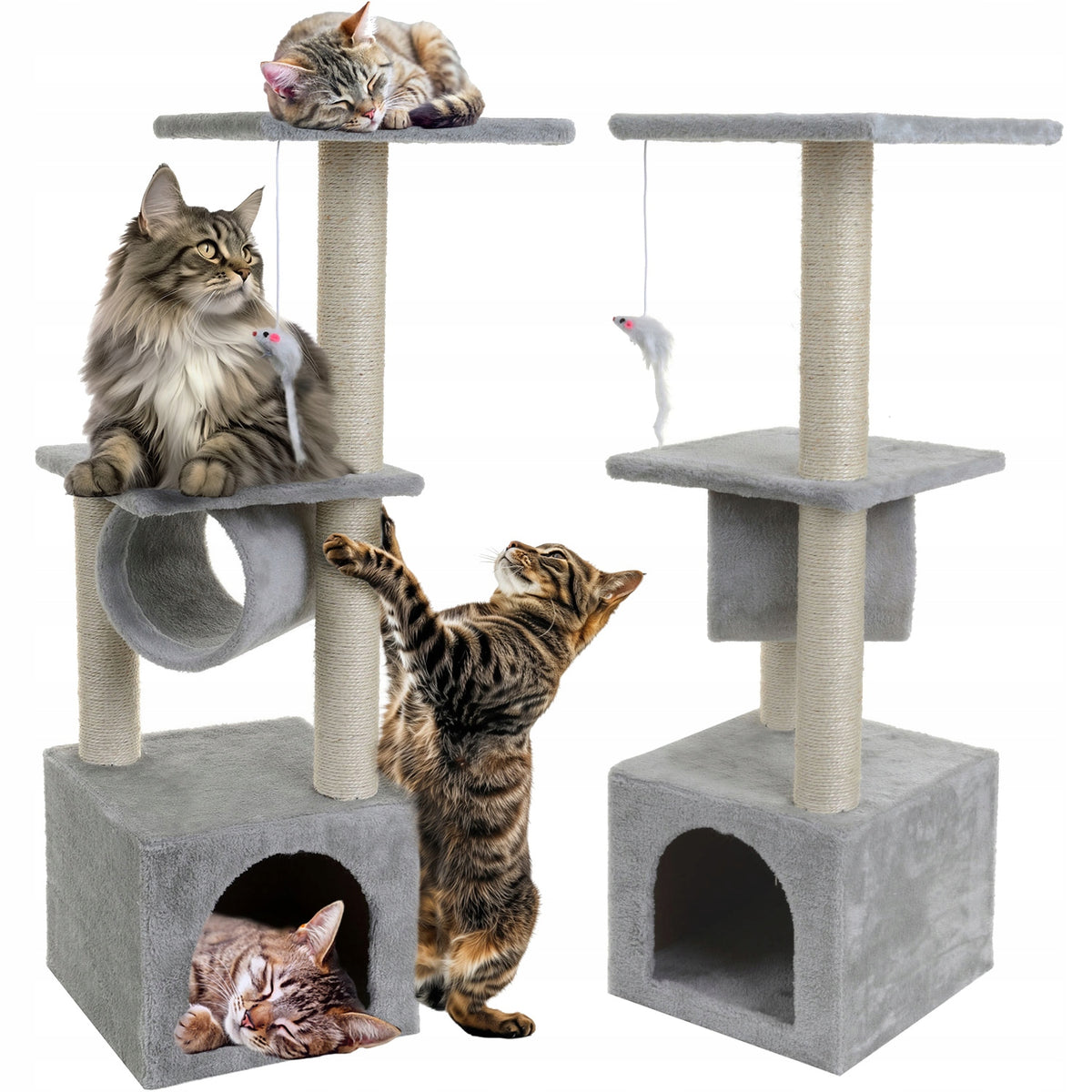 CAT SCRATCHER COTTAGE BED SCRATCHING POST TOY TOWER SISAL 92cm