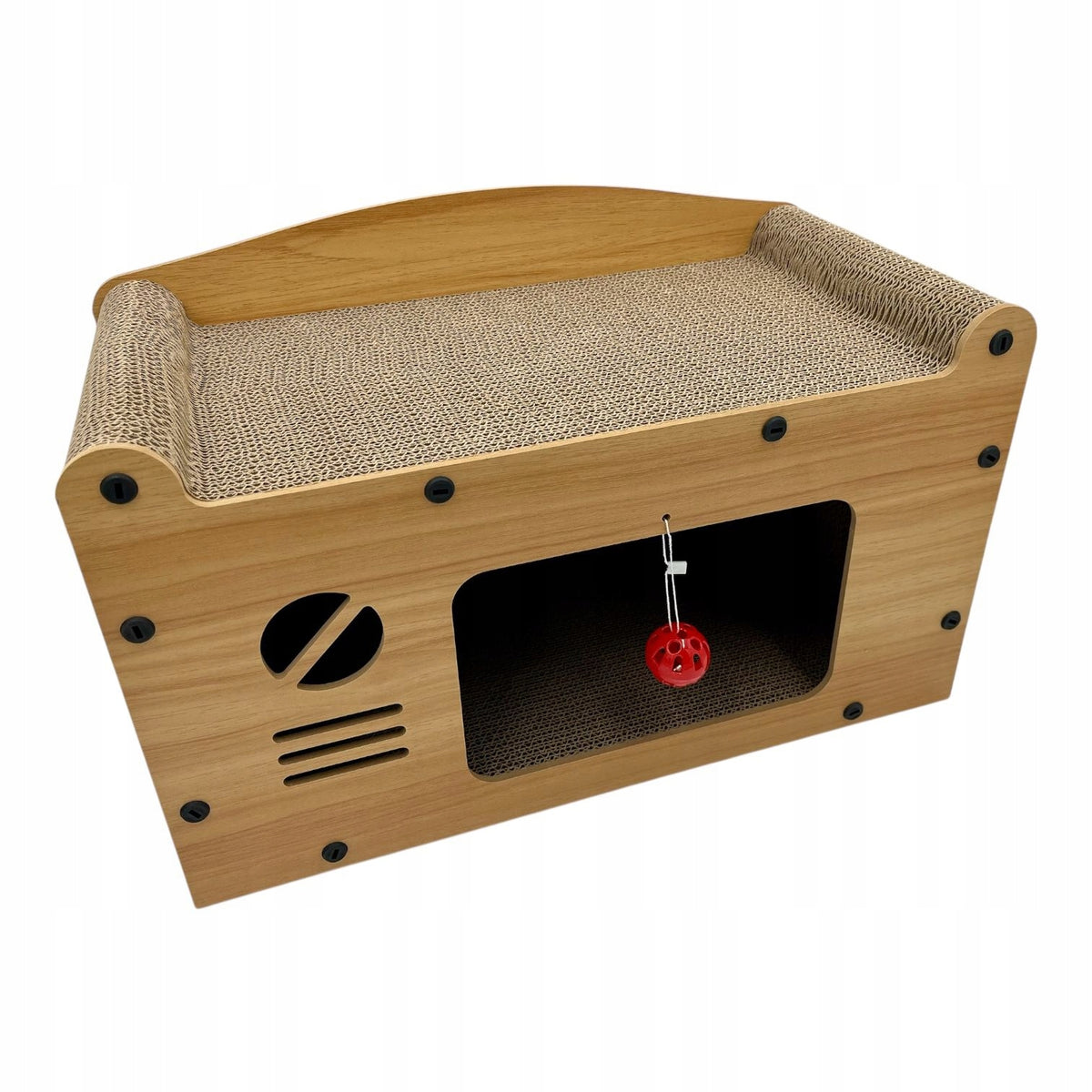 CAT SCRATCHER COTTAGE TV CARDBOARD MDF BED BOOTH WITH TOY COUCH Manufacturer code YH0002