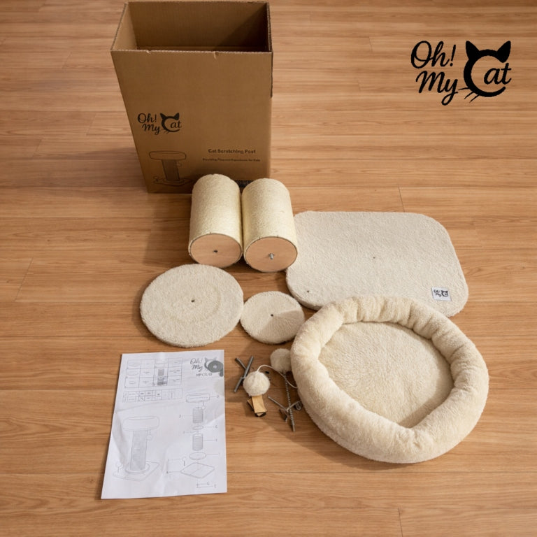 CAT SCRATCHER Cream ~PREMIUM! DIAMETER Post THICK Toy BED Manufacturer code -03-WP-CTL-03