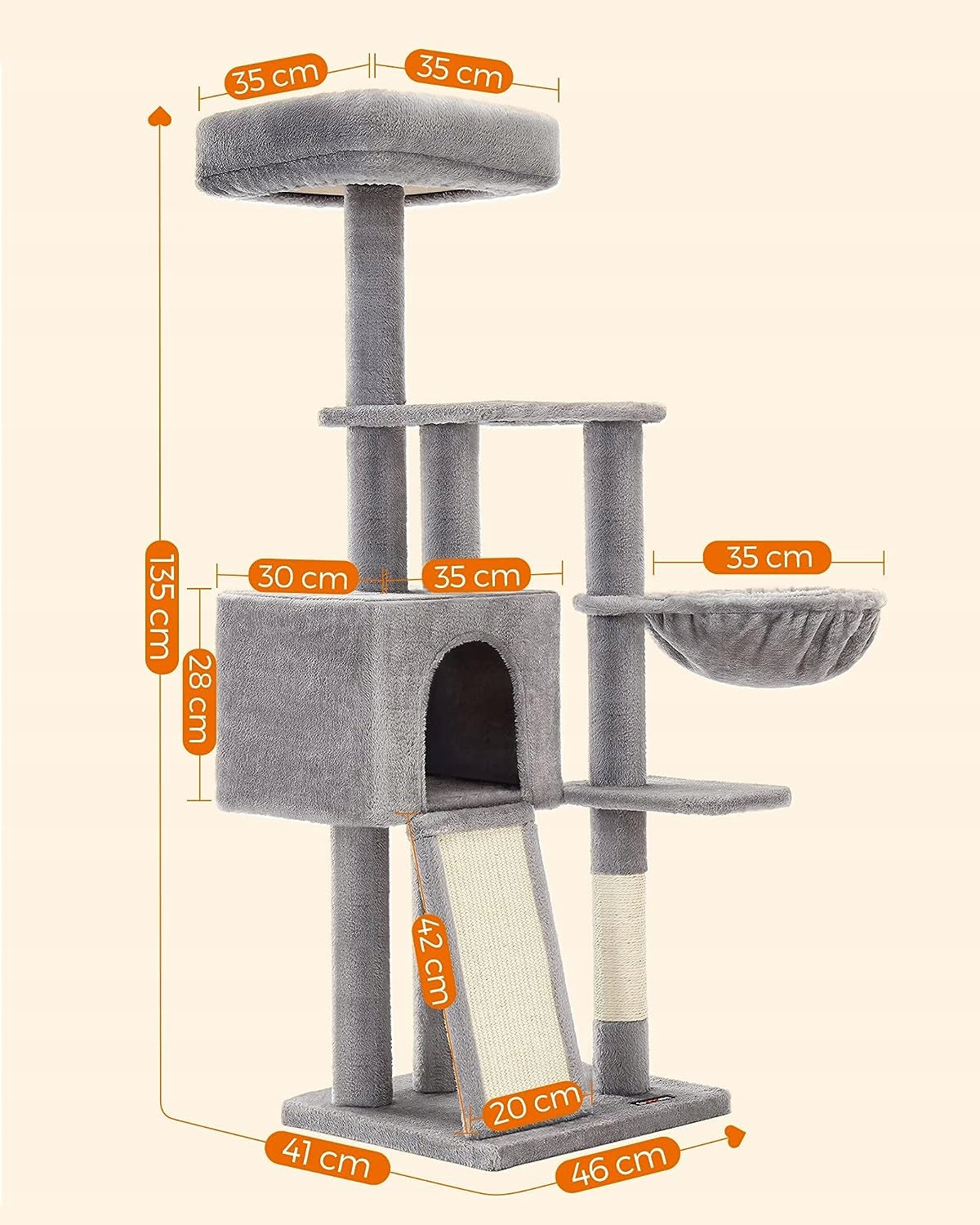 CAT SCRATCHER LARGE 4 LEVELS HIGH BED TOWER POST COTTAGE 135cm Brand no brand