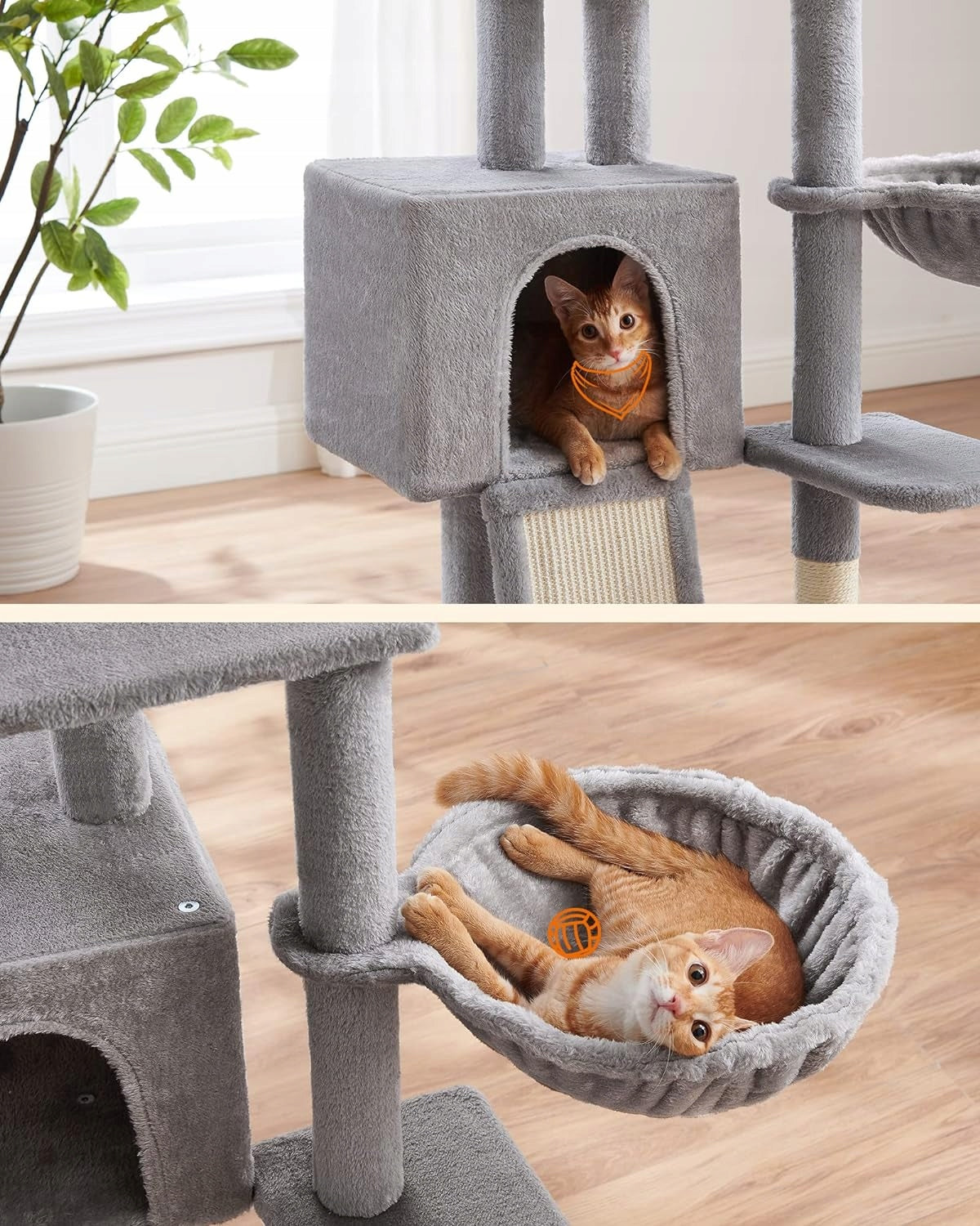 CAT SCRATCHER LARGE 4 LEVELS HIGH BED TOWER POST COTTAGE 135cm Color gray